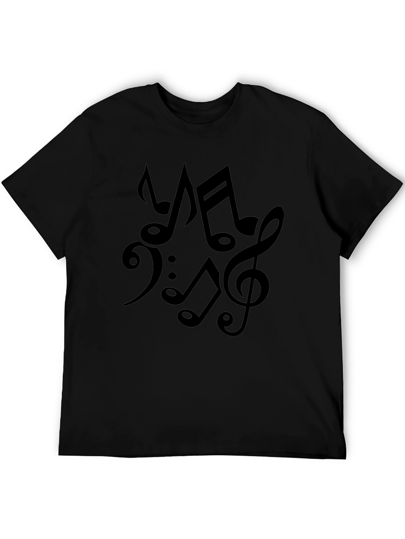 Musical Notes Black Cotton T-Shirt