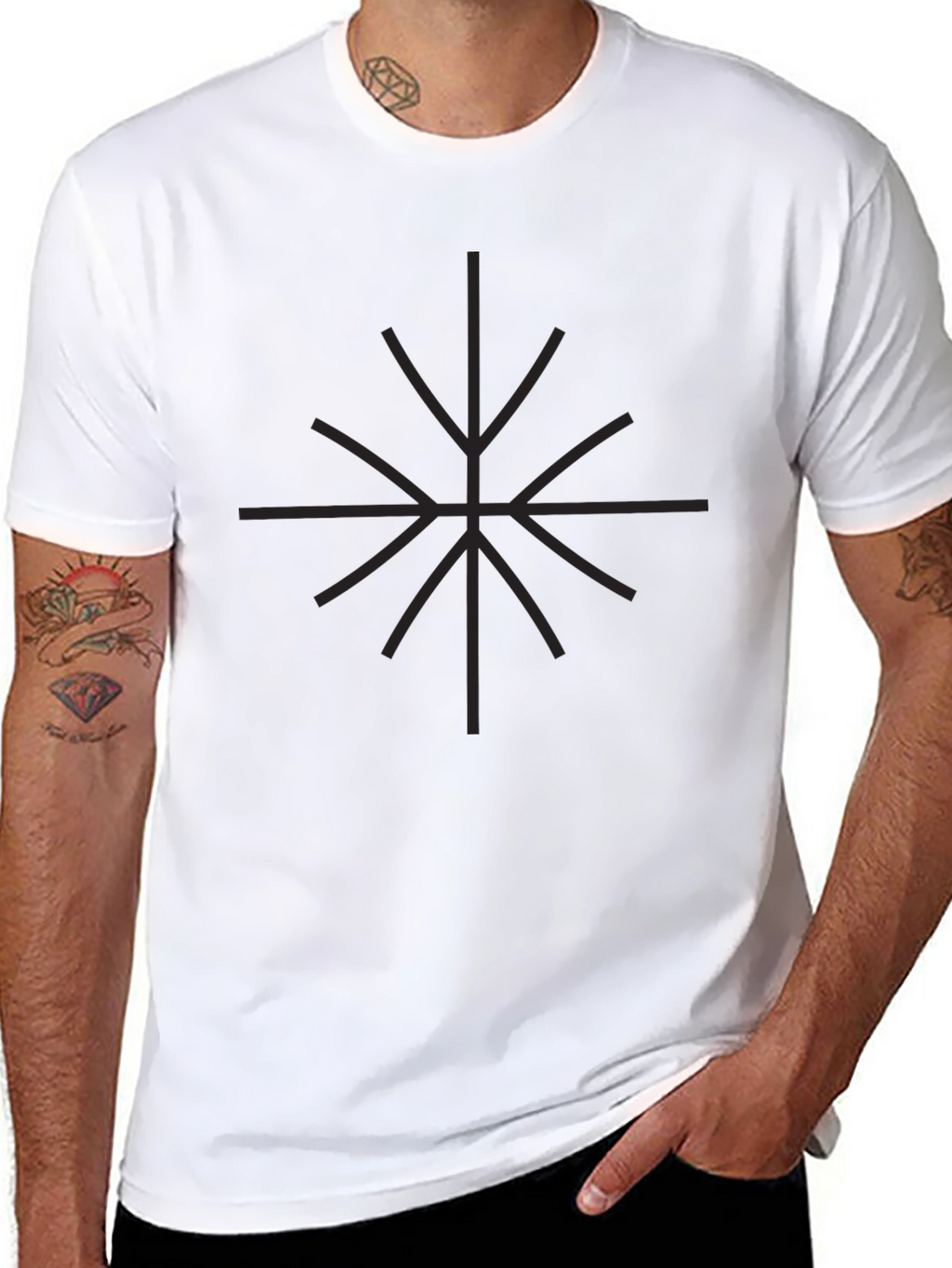 Geometric Star Graphic Print Black T-Shirt