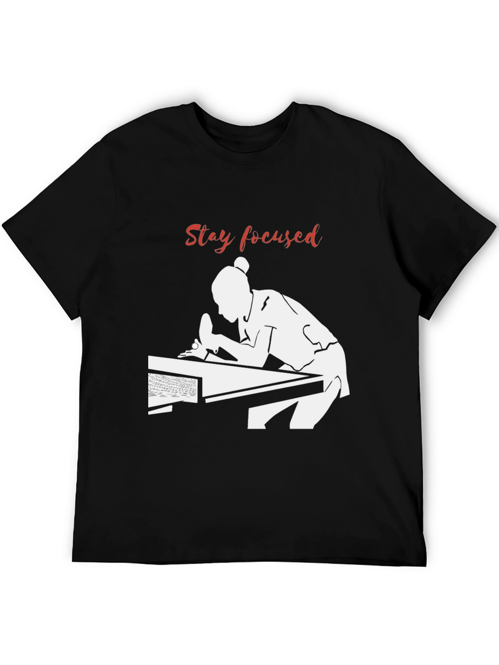 Stay Focused Table Tennis Player Black T-Shirt