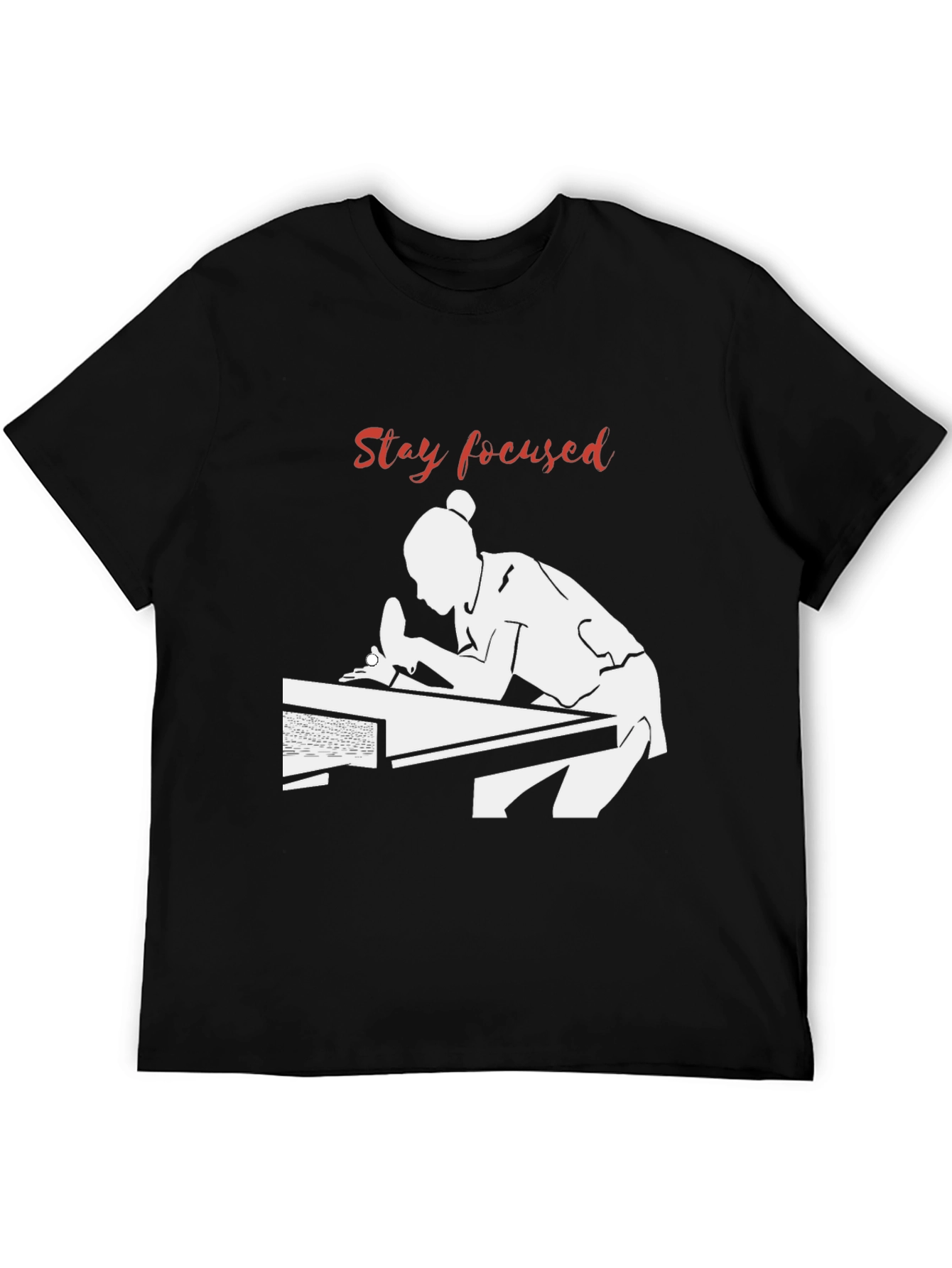 Stay Focused Table Tennis Player Black T-Shirt