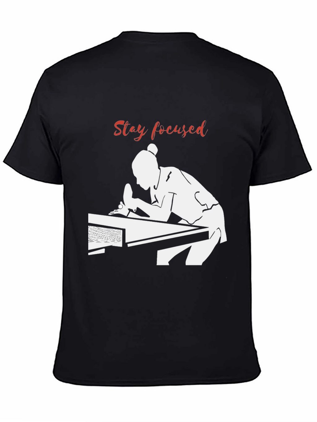 Stay Focused Table Tennis Player Black T-Shirt