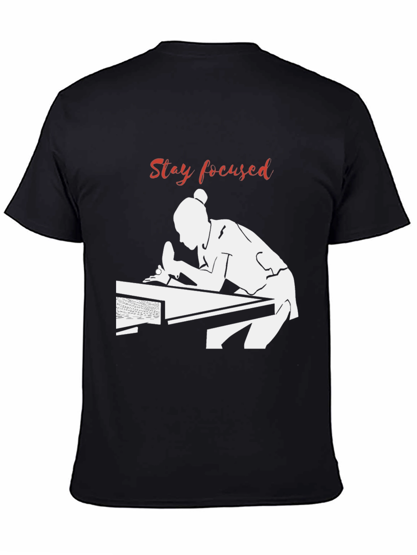Stay Focused Table Tennis Player Black T-Shirt