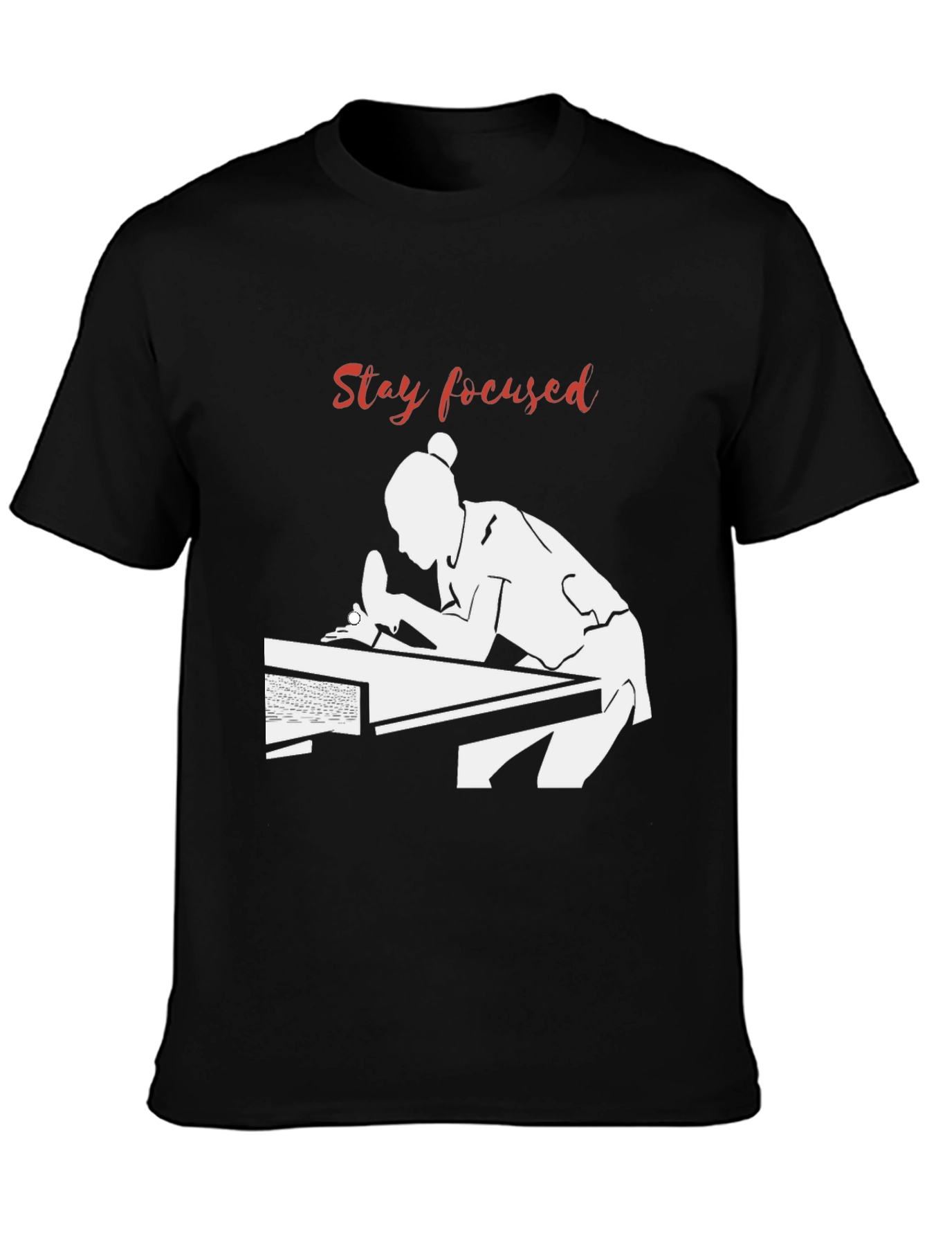 Stay Focused Table Tennis Player Black T-Shirt