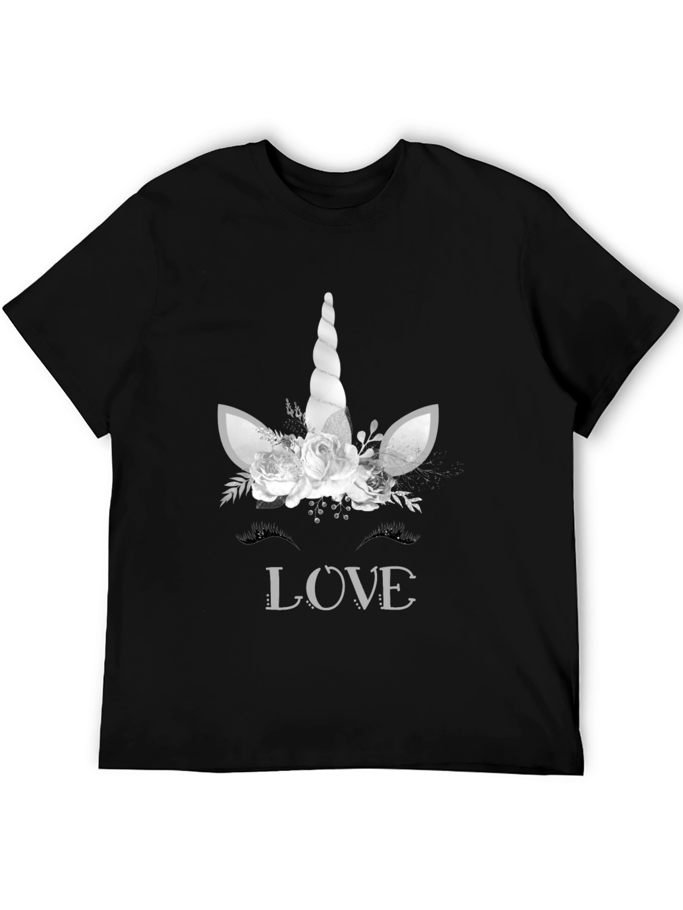 Unicorn Love Graphic Tee - Black Cotton T-Shirt