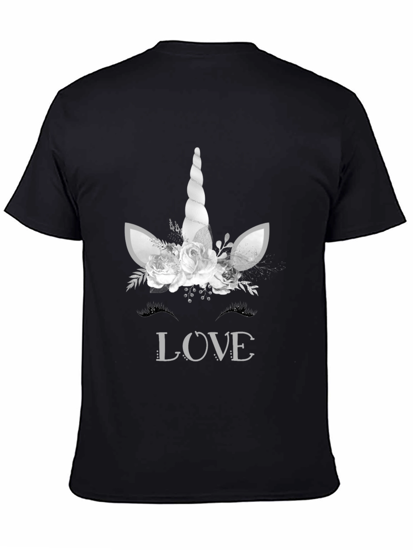 Unicorn Love Graphic Tee - Black Cotton T-Shirt