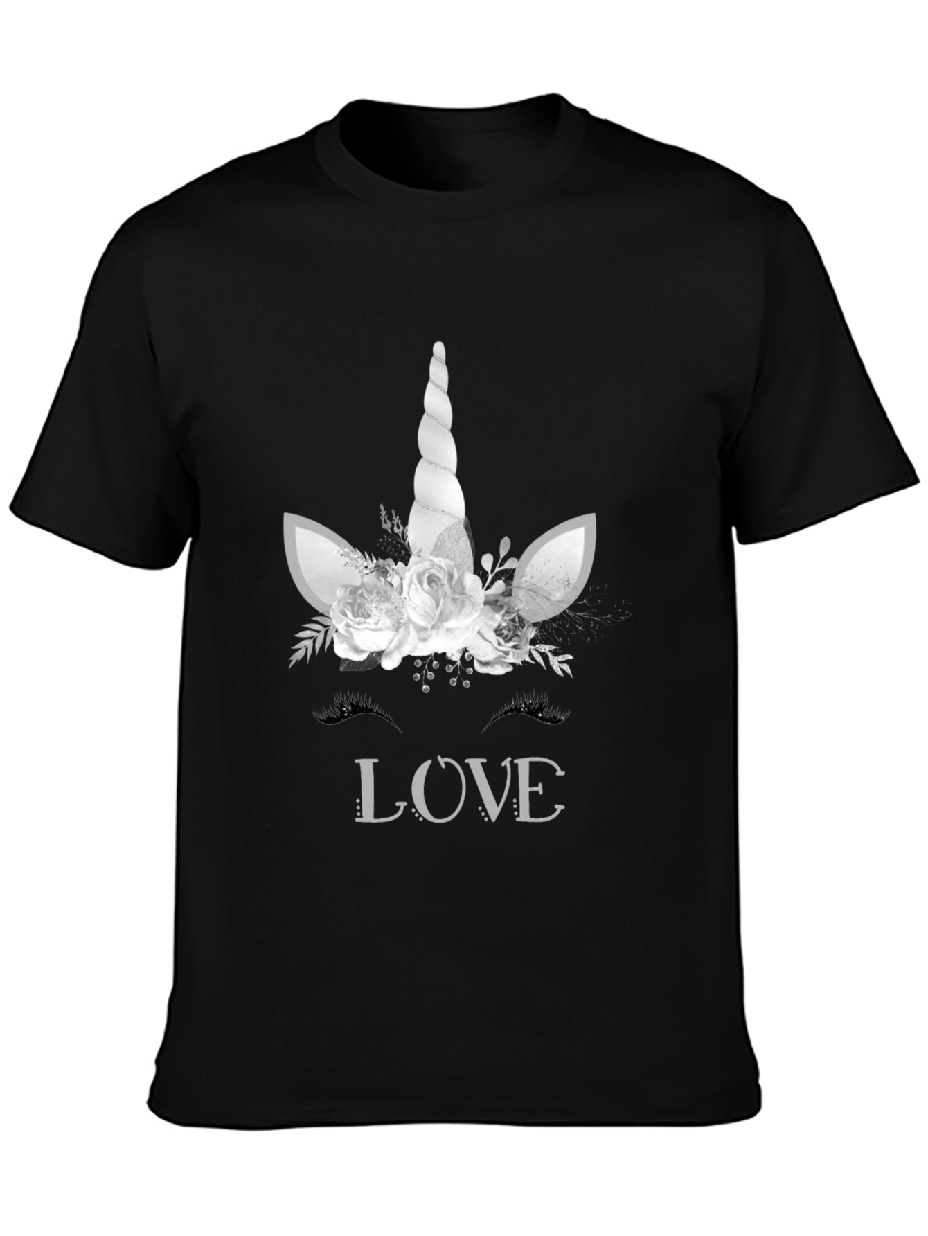 Unicorn Love Graphic Tee - Black Cotton T-Shirt