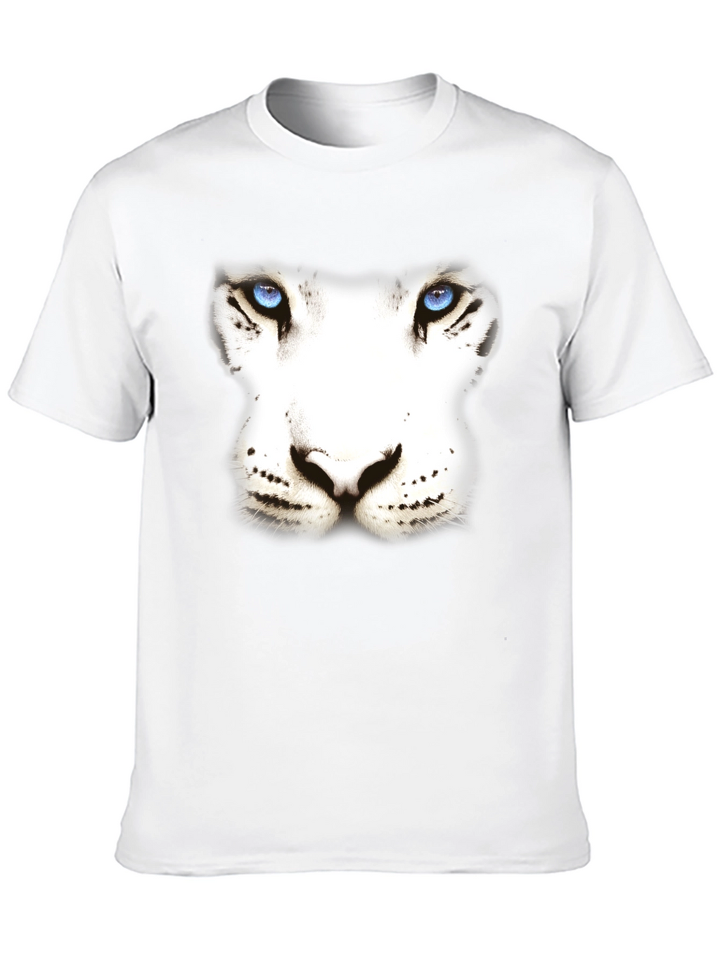 White Tiger Face Graphic Black T-Shirt
