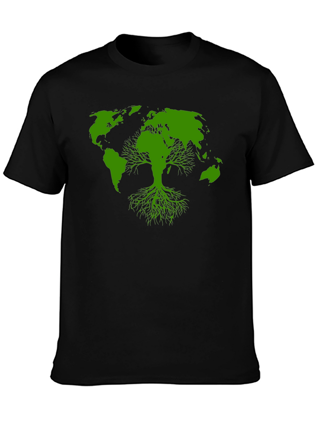 Earth Tree Graphic Tee - Black Cotton T-Shirt