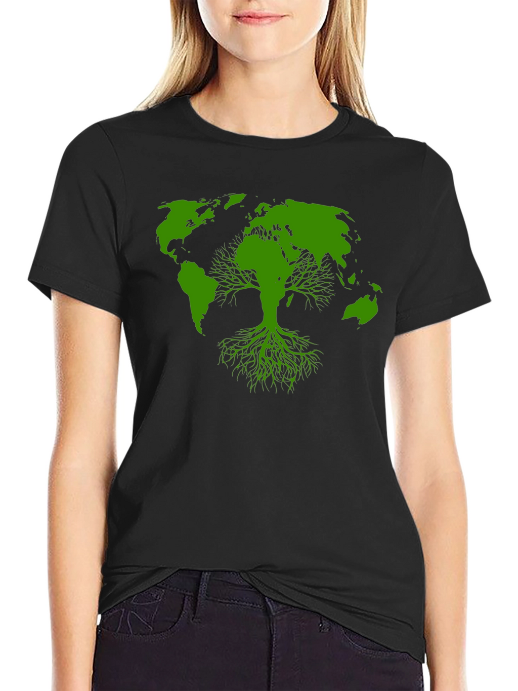 Earth Tree Graphic Tee - Black Cotton T-Shirt