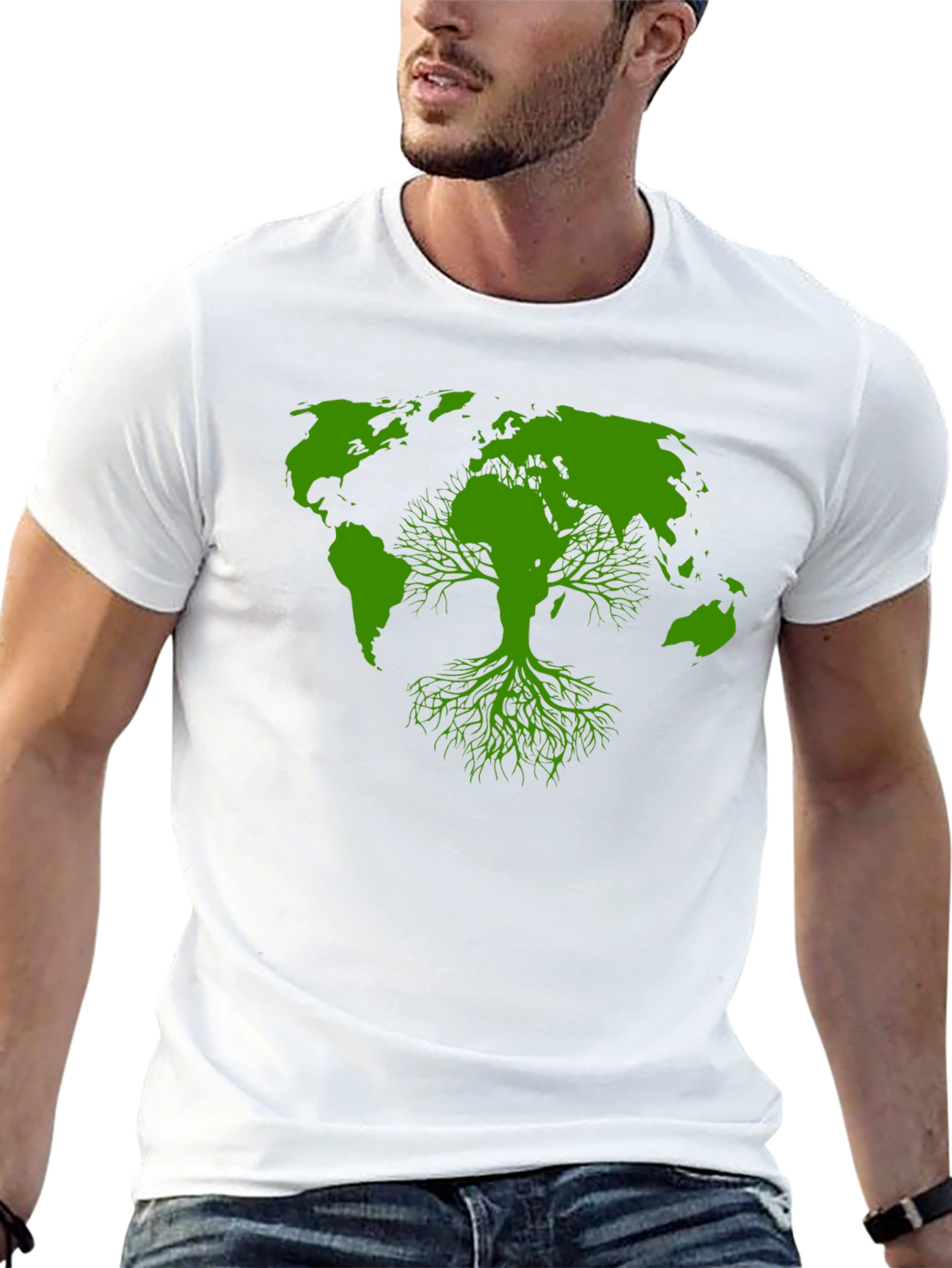 Earth Tree Graphic Tee - Black Cotton T-Shirt