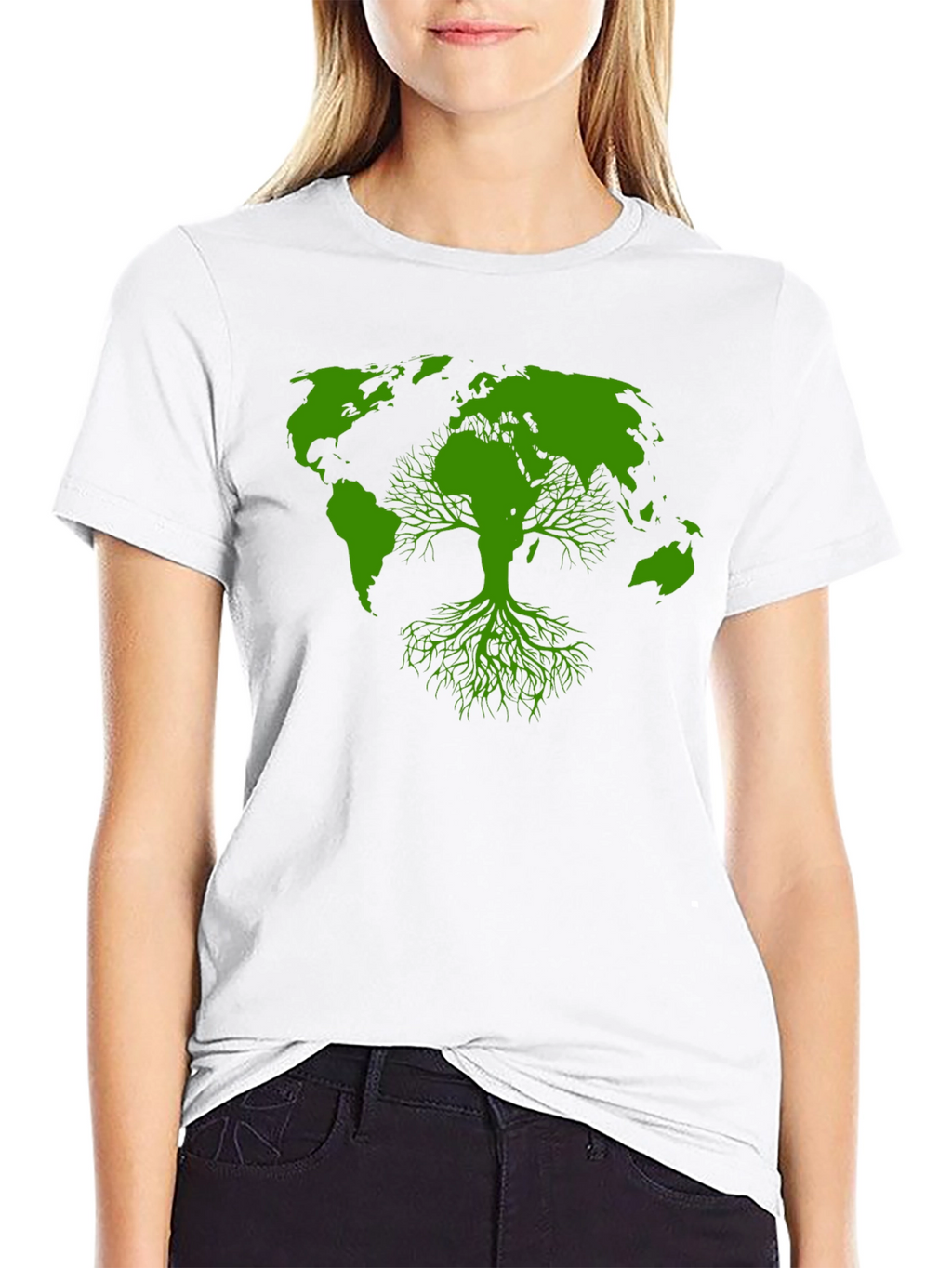 Earth Tree Graphic Tee - Black Cotton T-Shirt