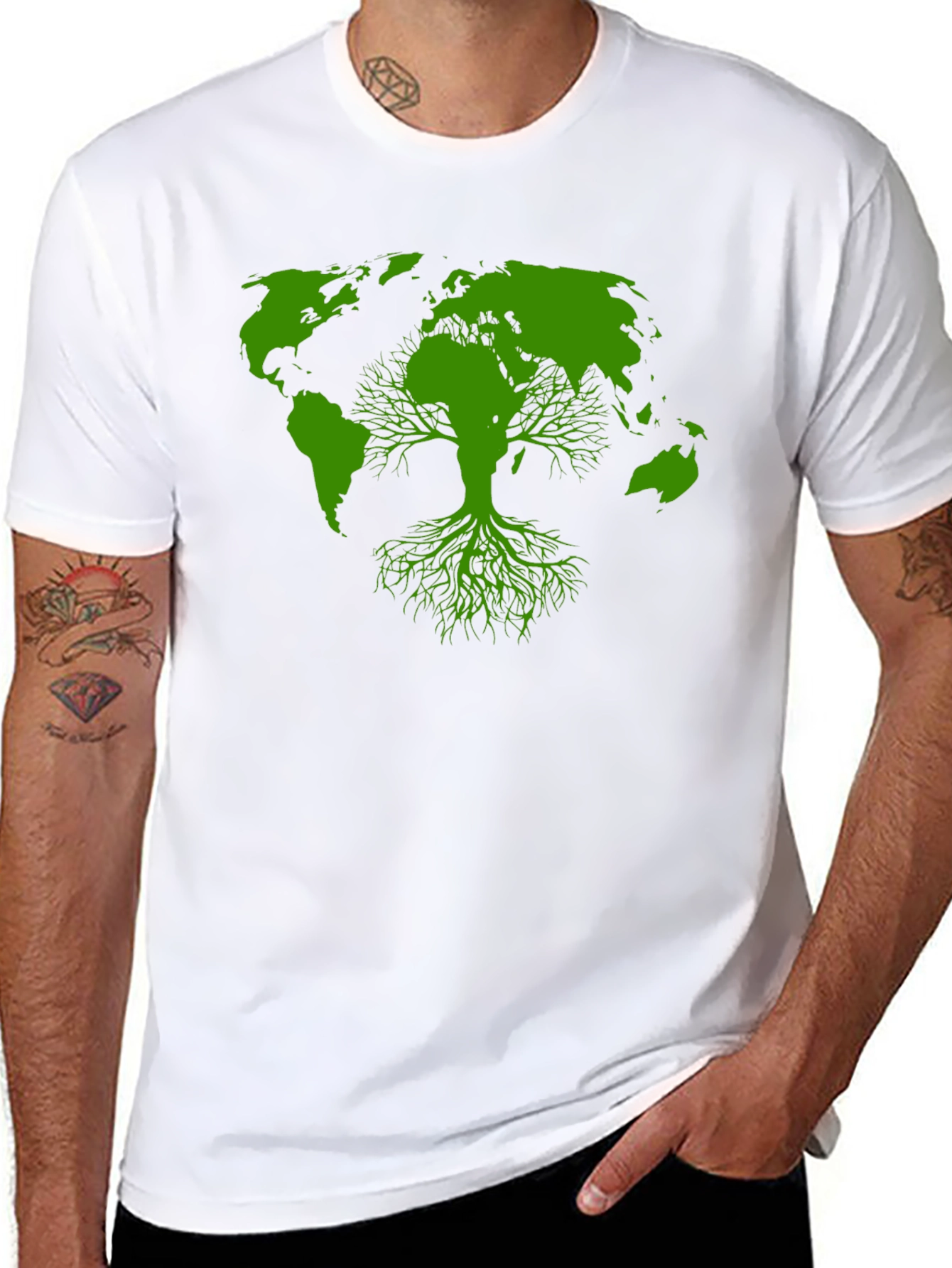 Earth Tree Graphic Tee - Black Cotton T-Shirt
