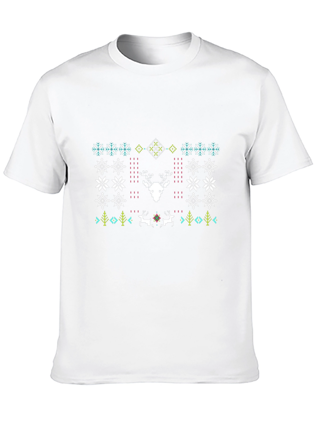 Festive Deer Pattern Black T-Shirt