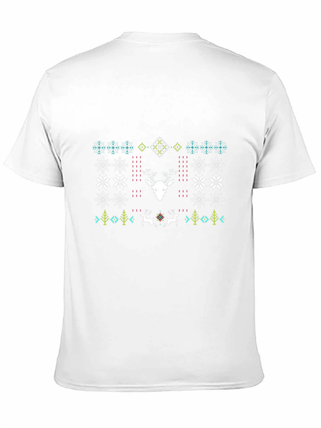 Festive Deer Pattern Black T-Shirt