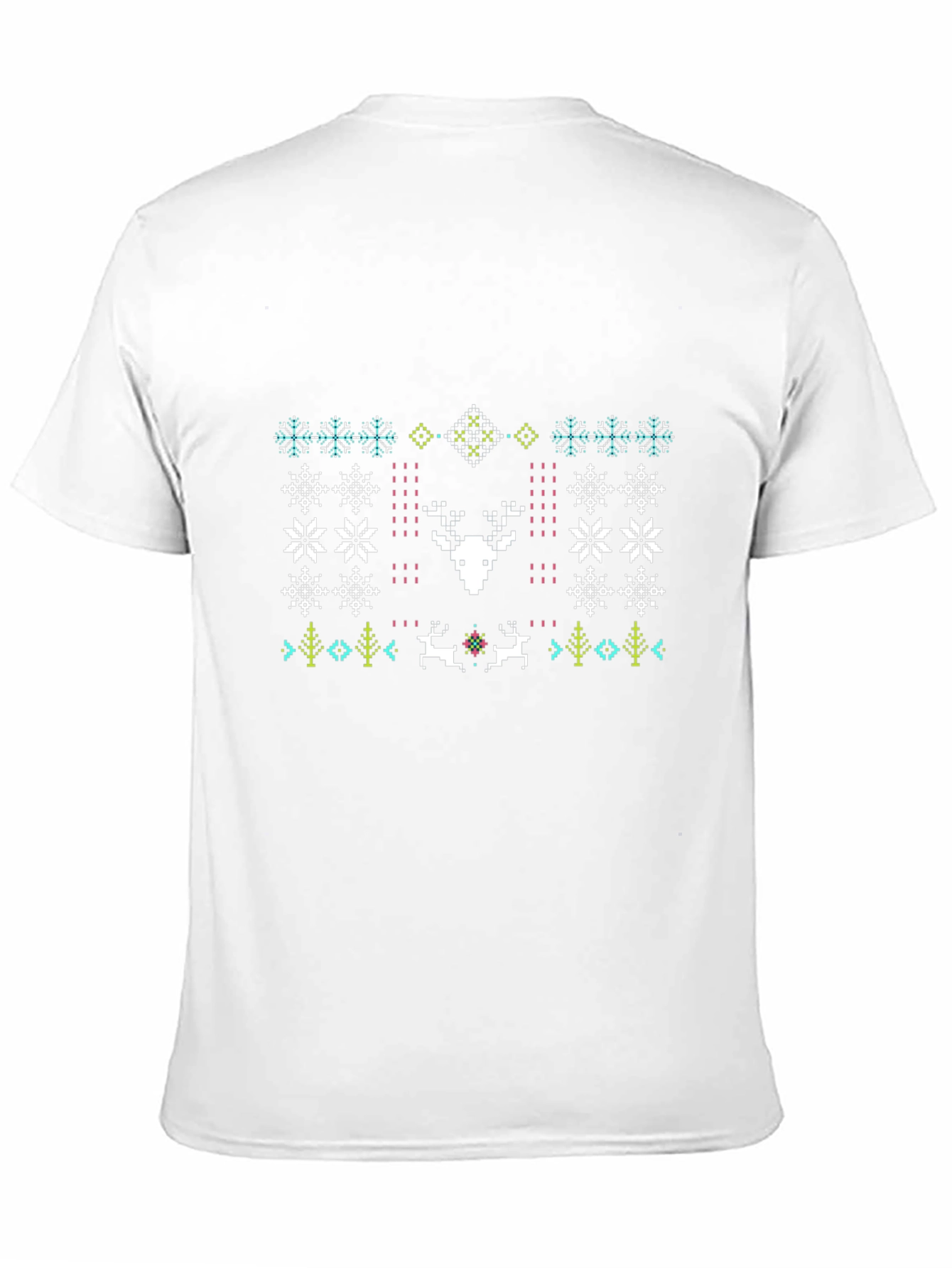 Festive Deer Pattern Black T-Shirt