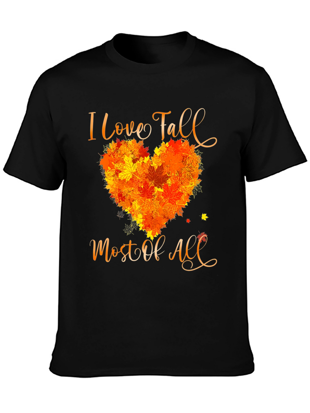 I Love Fall T-Shirt with Leaf Heart Design