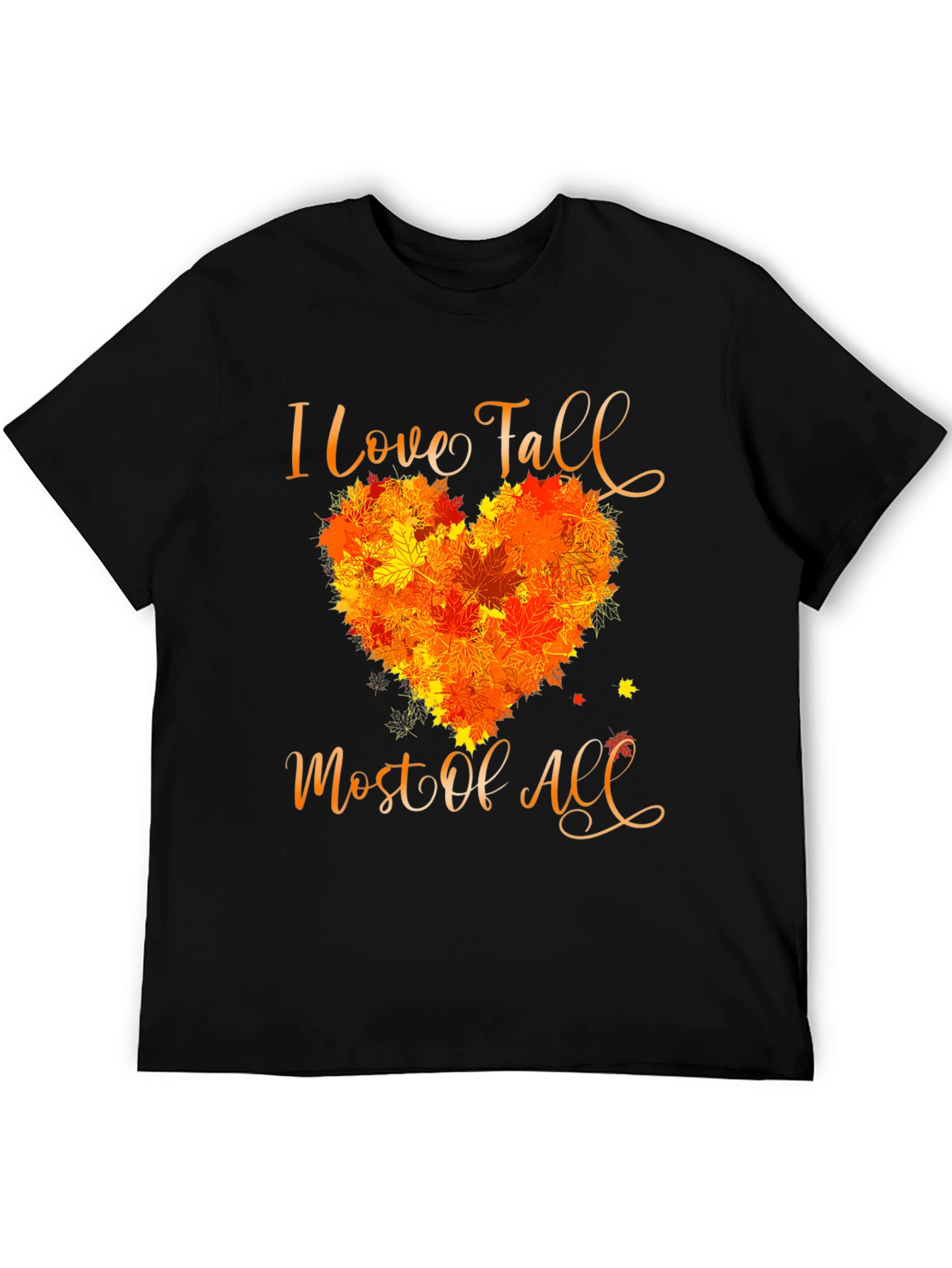 I Love Fall T-Shirt with Leaf Heart Design