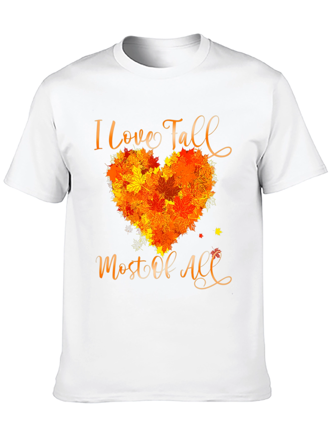 I Love Fall T-Shirt with Leaf Heart Design