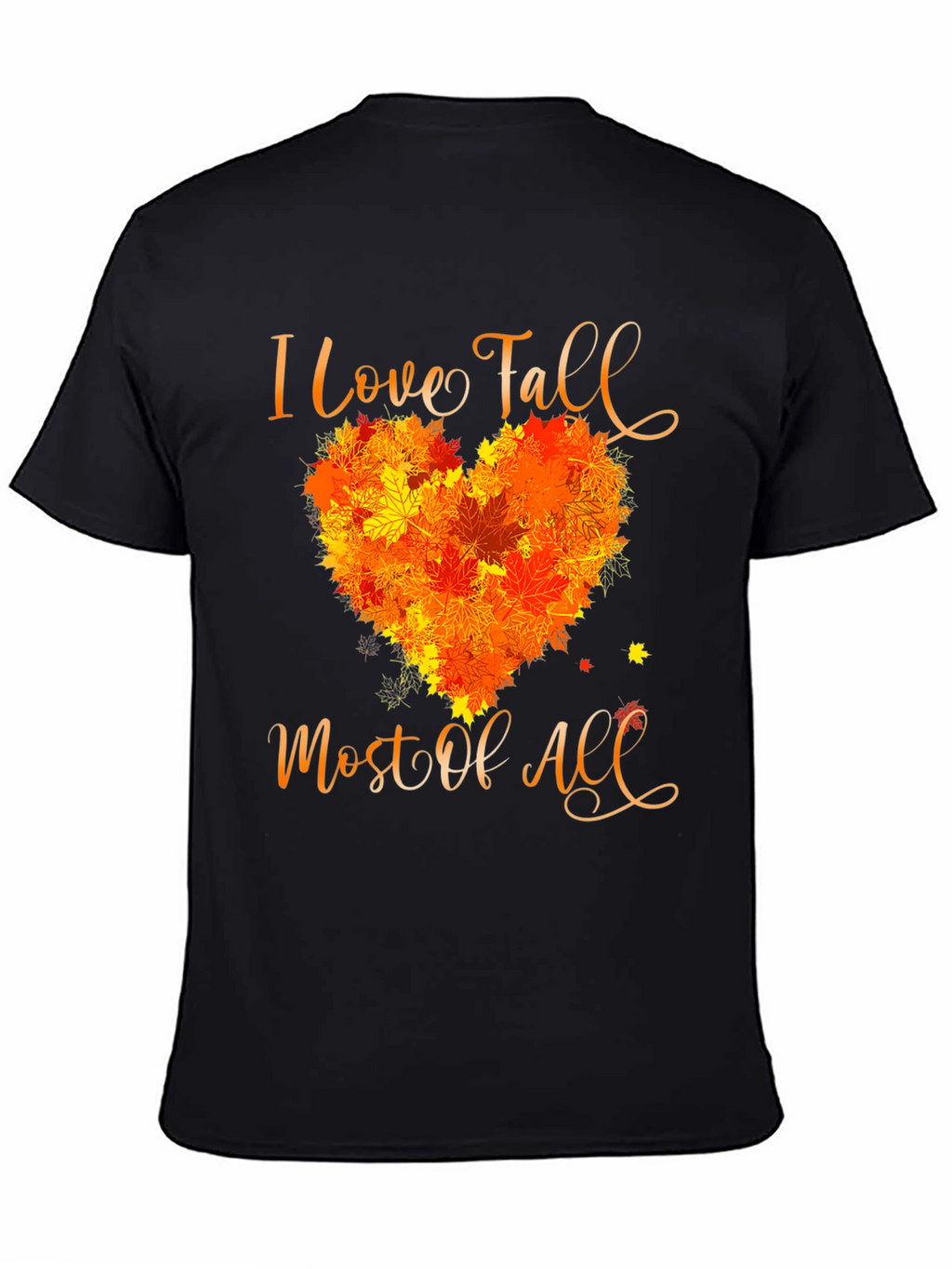I Love Fall T-Shirt with Leaf Heart Design