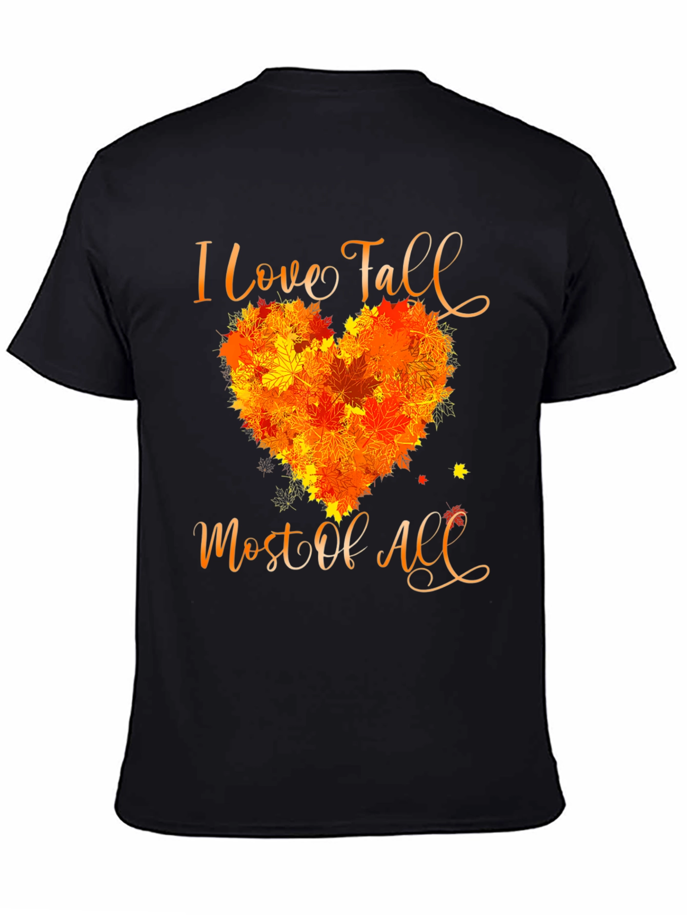 I Love Fall T-Shirt with Leaf Heart Design