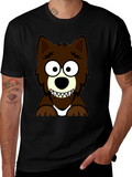 Cartoon Wolf Graphic Tee - Black T-Shirt