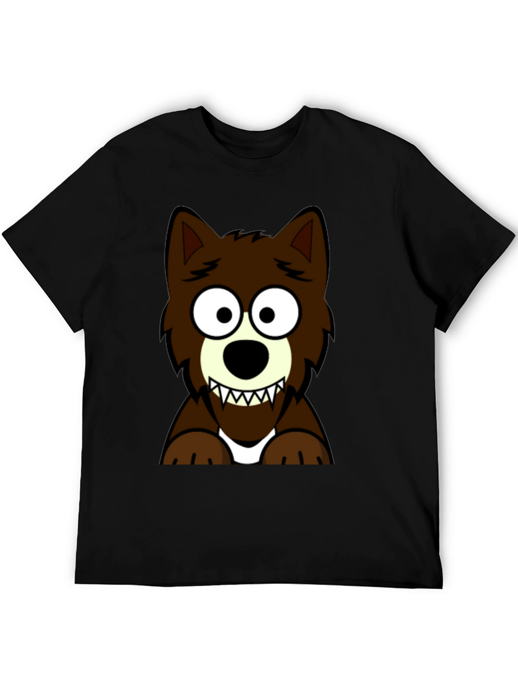 Cartoon Wolf Graphic Tee - Black T-Shirt