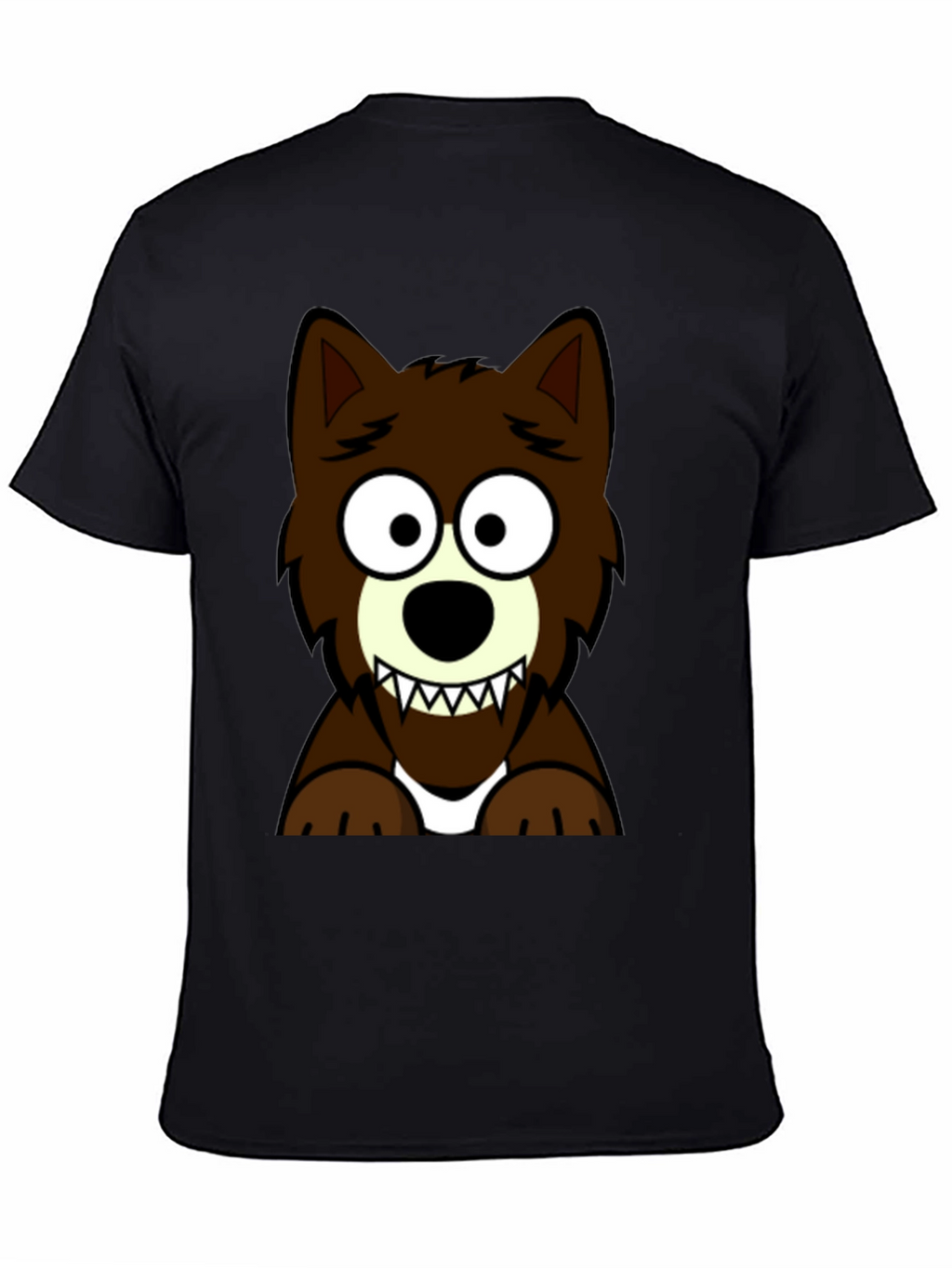 Cartoon Wolf Graphic Tee - Black T-Shirt