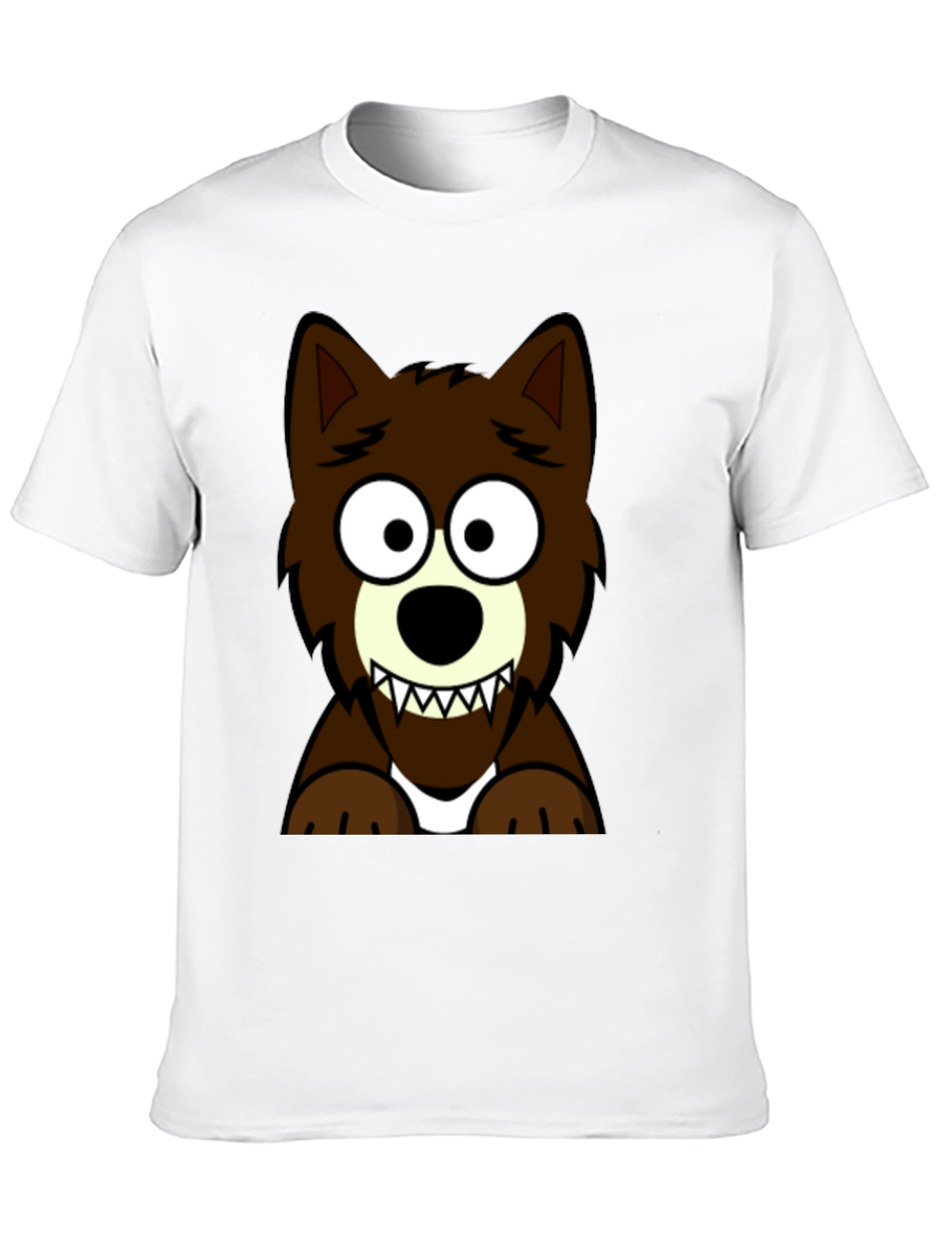 Cartoon Wolf Graphic Tee - Black T-Shirt
