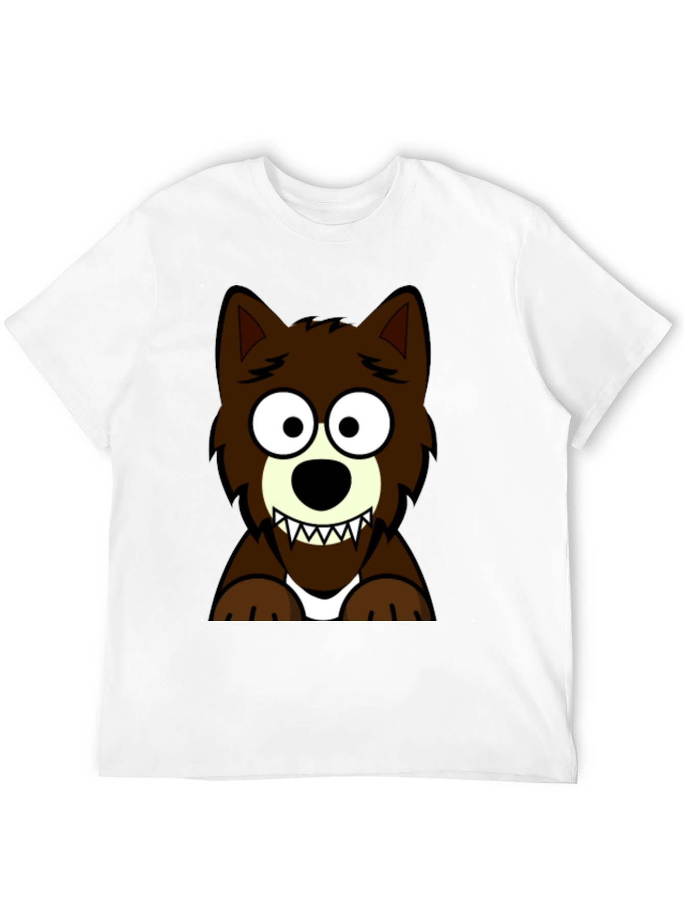 Cartoon Wolf Graphic Tee - Black T-Shirt
