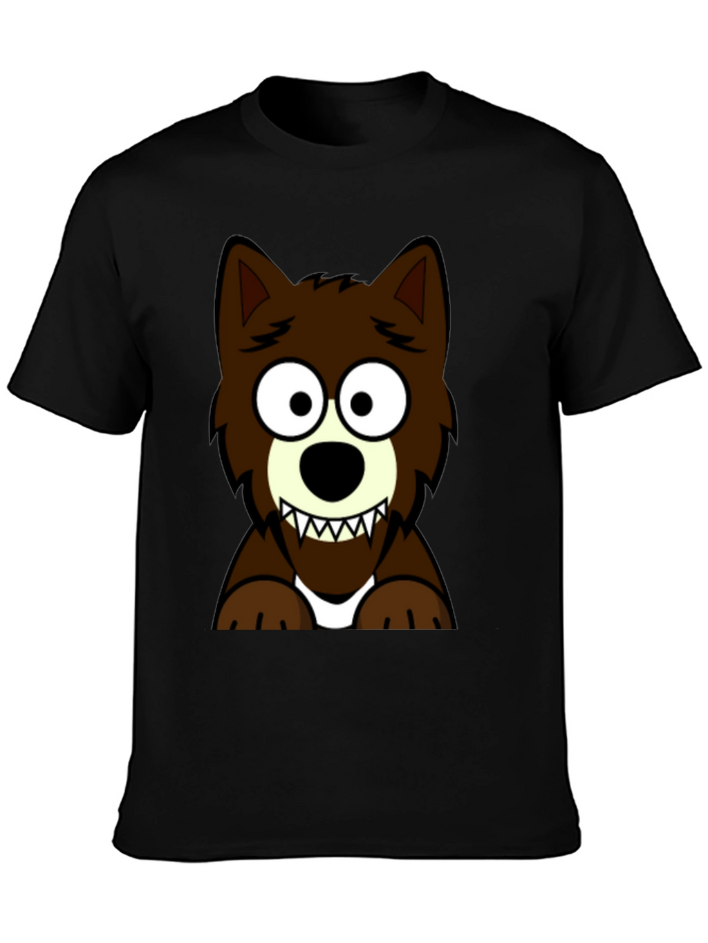 Cartoon Wolf Graphic Tee - Black T-Shirt