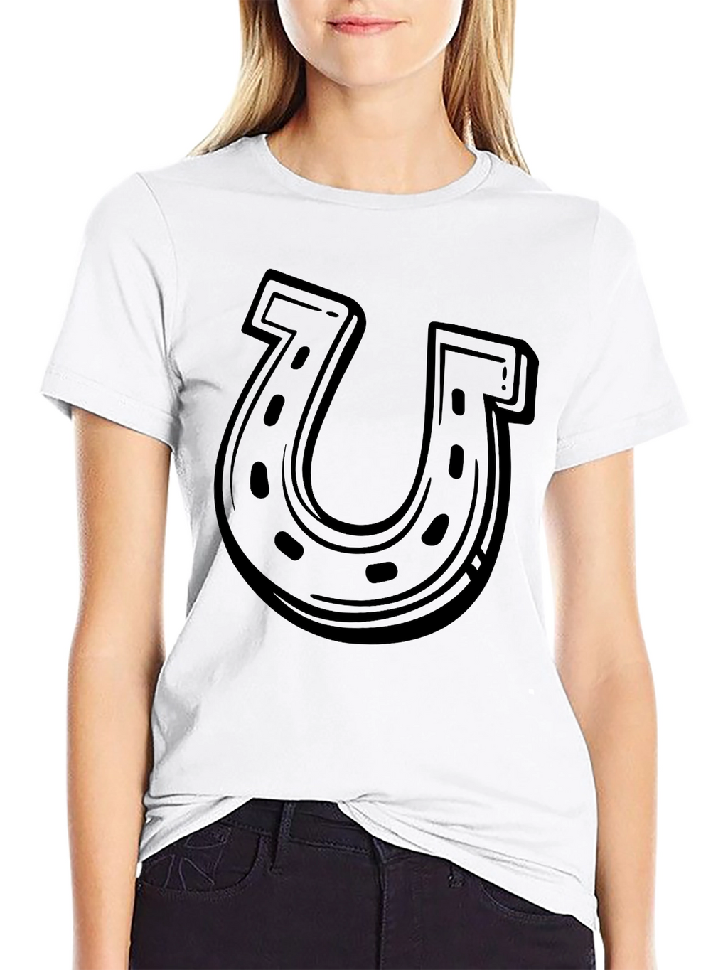 Lucky Horseshoe Graphic Tee - Black Cotton Blend