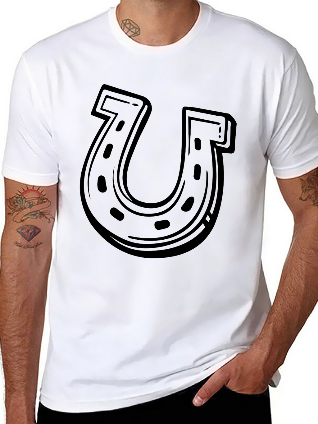 Lucky Horseshoe Graphic Tee - Black Cotton Blend