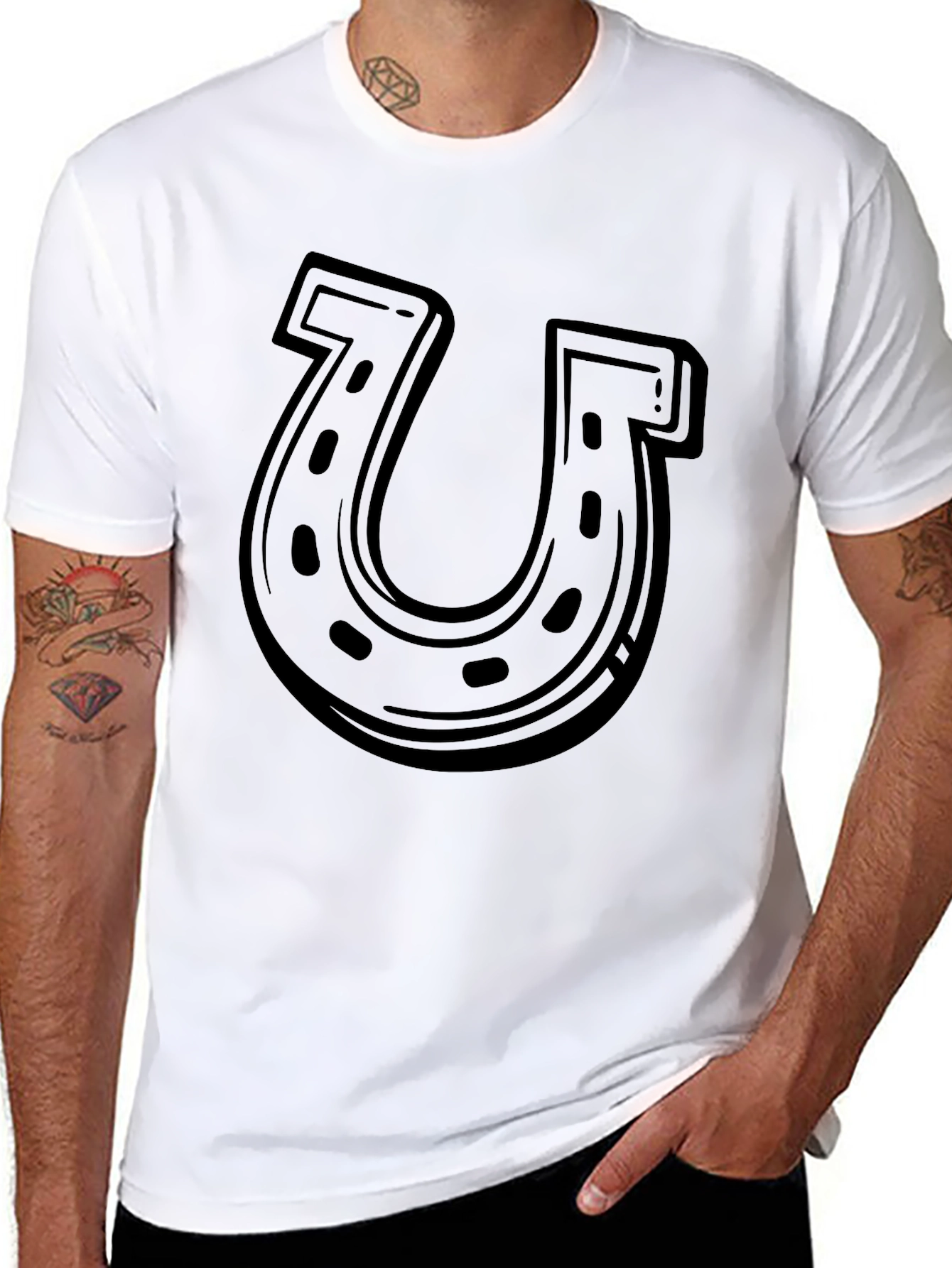 Lucky Horseshoe Graphic Tee - Black Cotton Blend