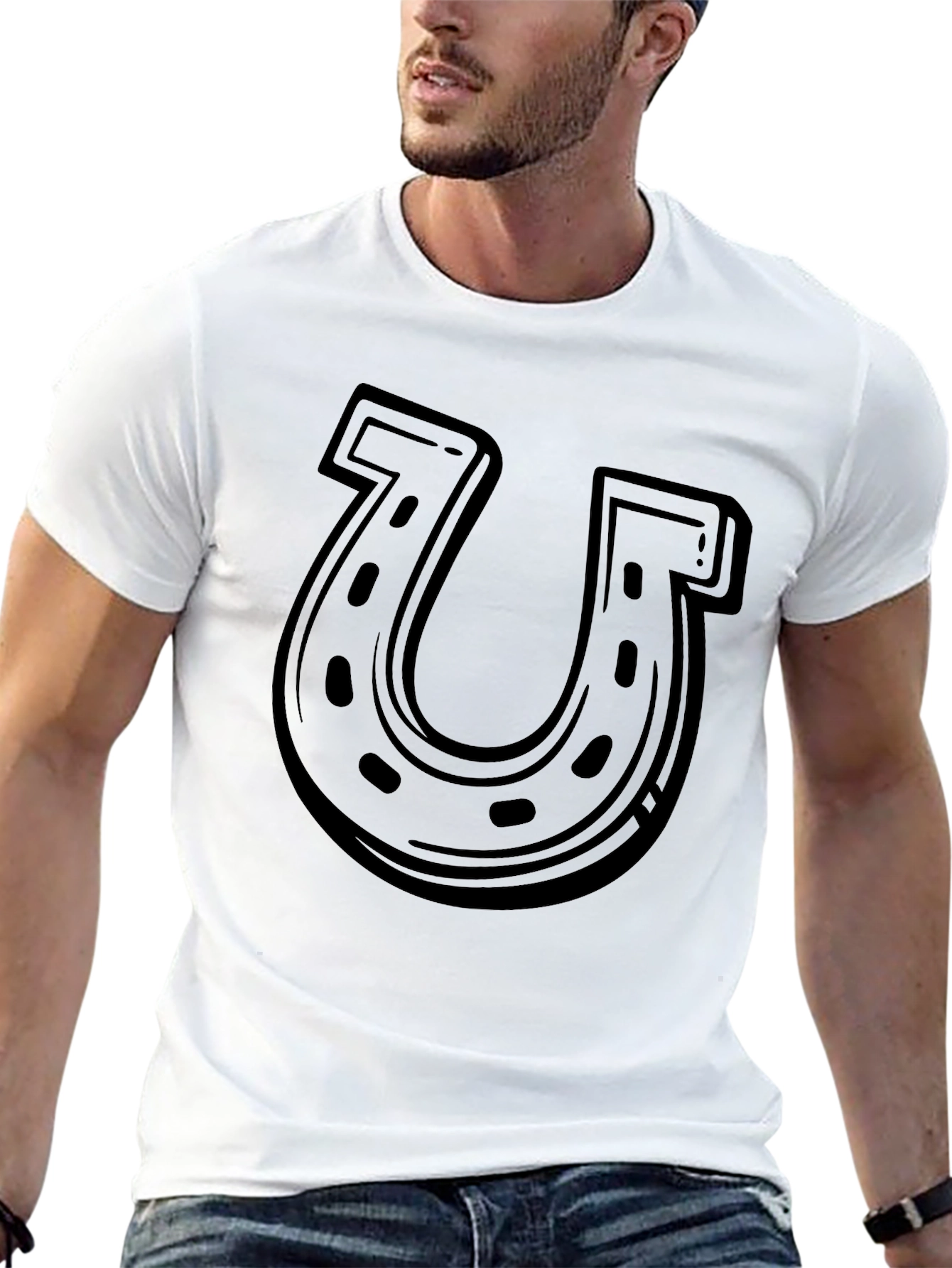 Lucky Horseshoe Graphic Tee - Black Cotton Blend