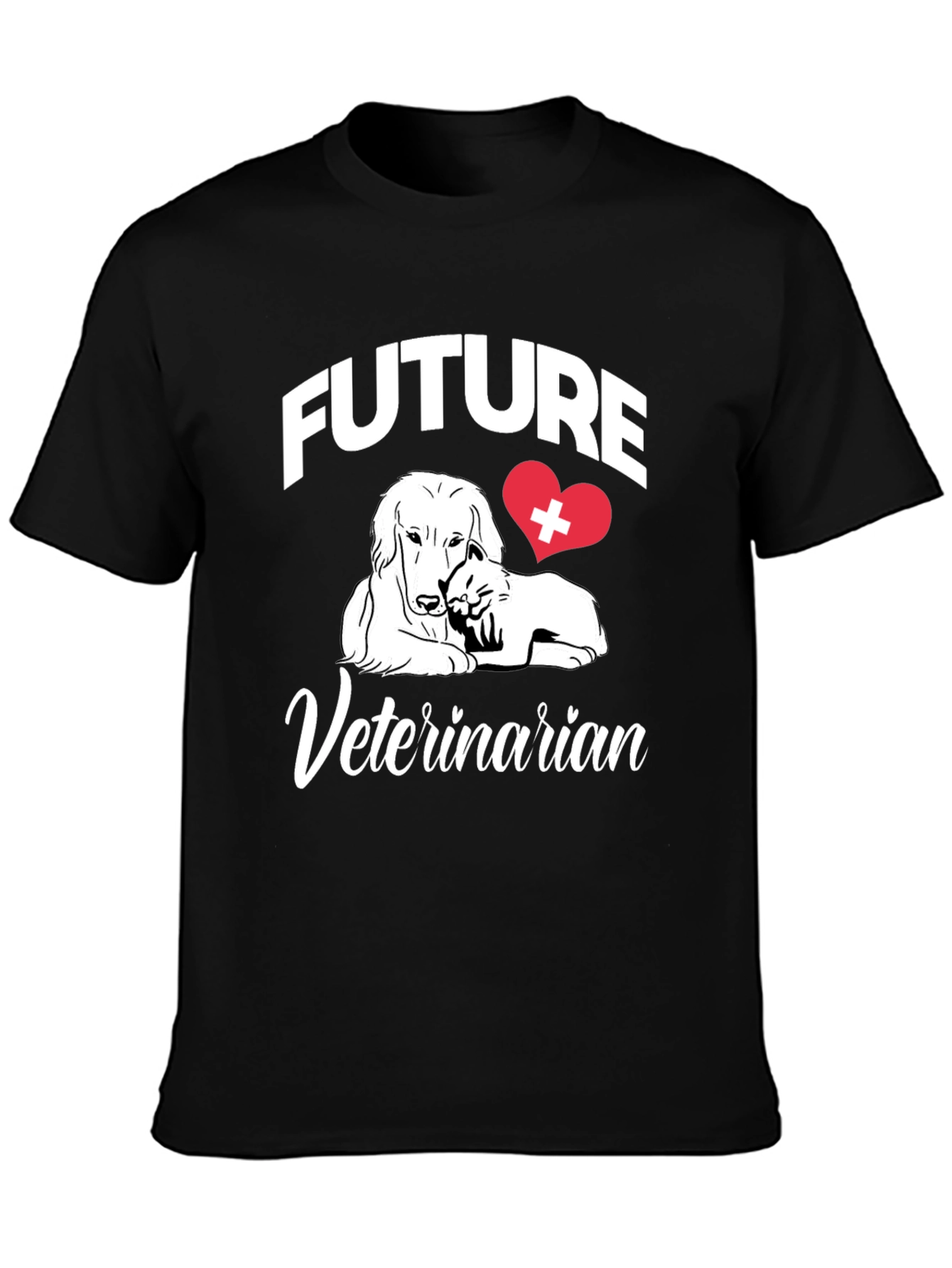 Future Veterinarian T-Shirt Dog Cat Heart Design