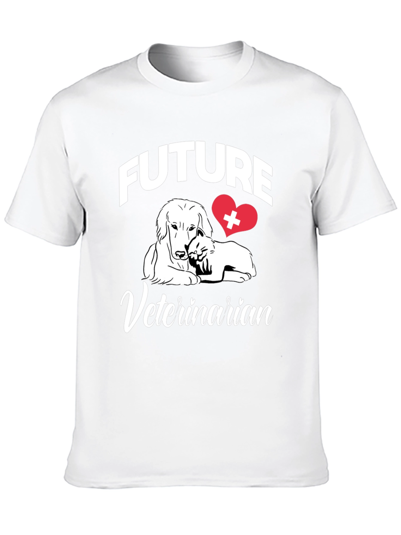 Future Veterinarian T-Shirt Dog Cat Heart Design