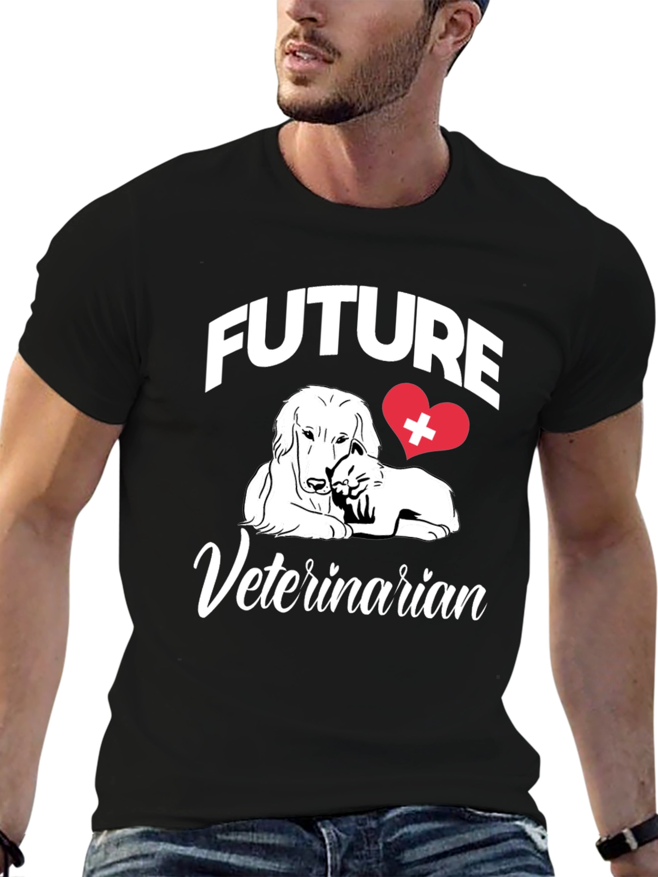 Future Veterinarian T-Shirt Dog Cat Heart Design
