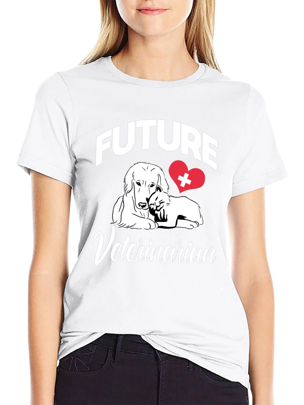 Future Veterinarian T-Shirt Dog Cat Heart Design