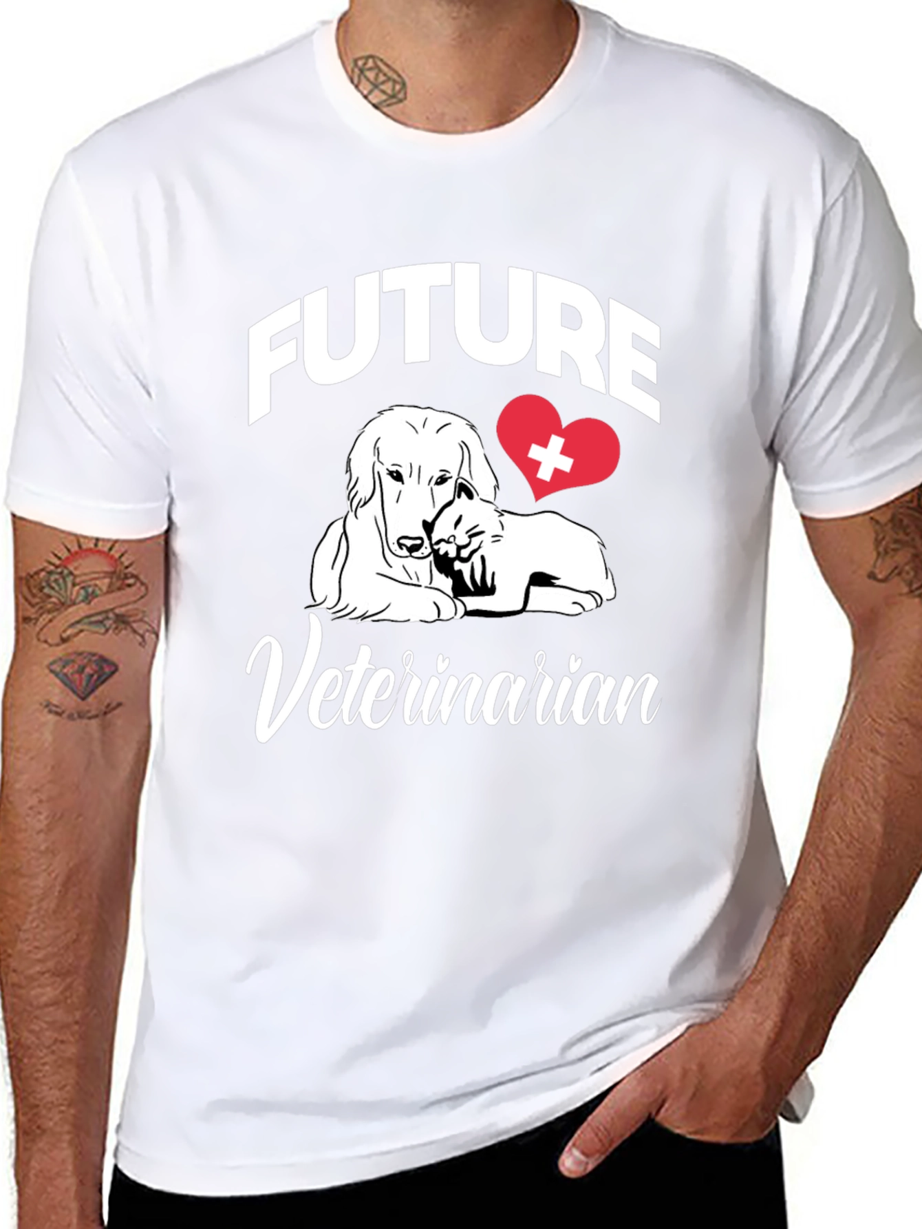 Future Veterinarian T-Shirt Dog Cat Heart Design