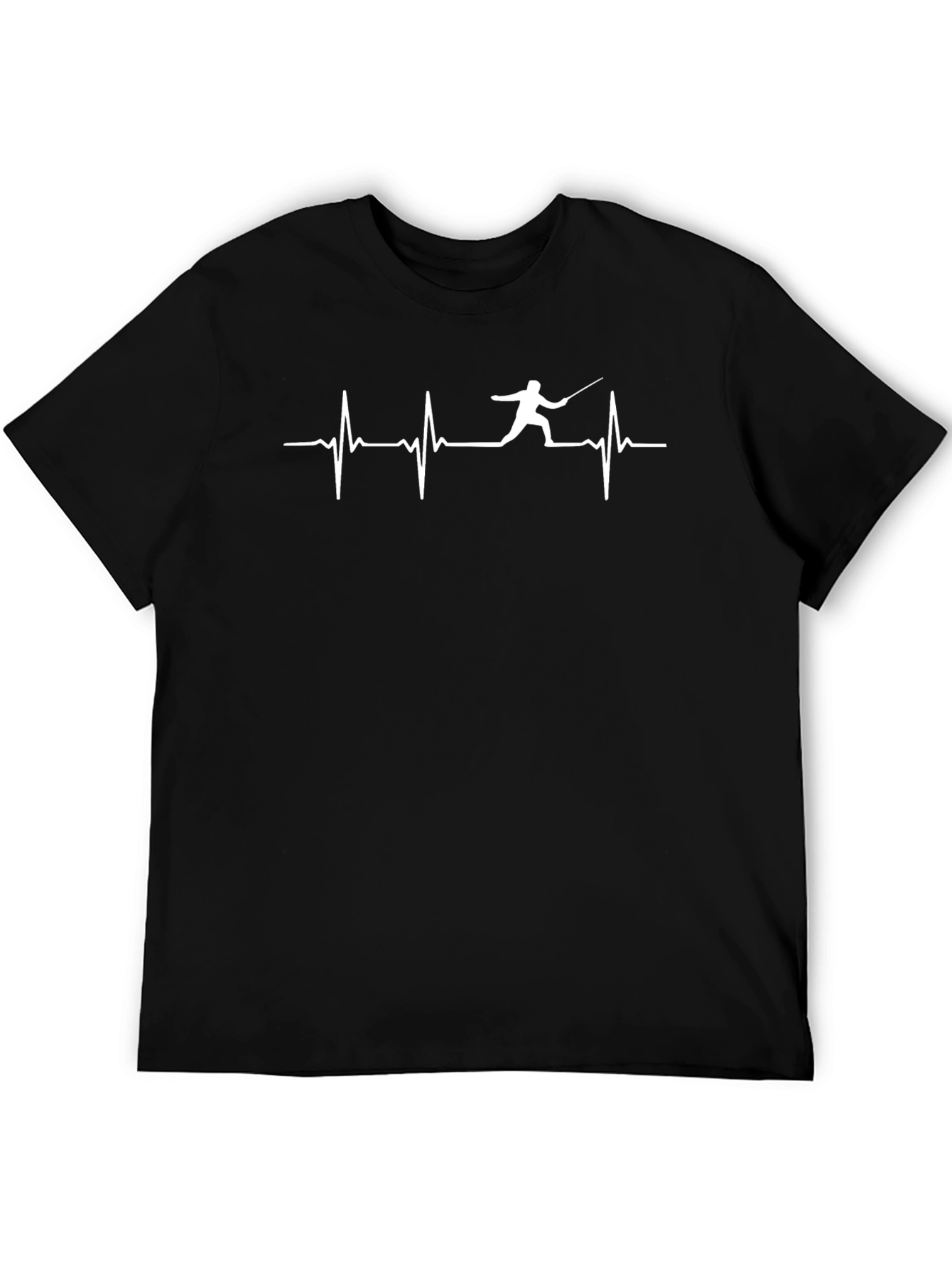 Fencing Heartbeat Graphic Tee - Black