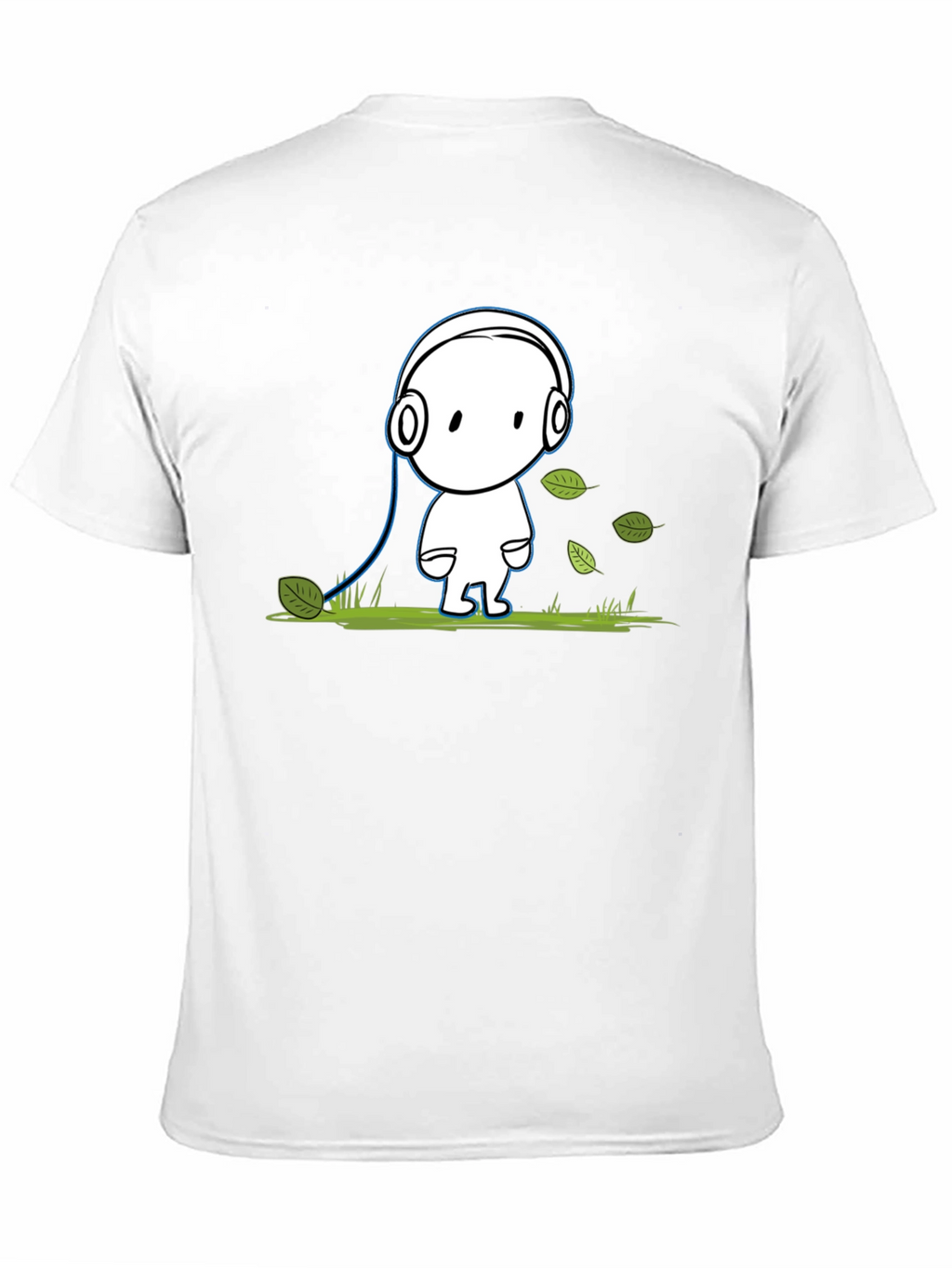 Cartoon Headphone T-Shirt - Black Cotton Graphic Tee