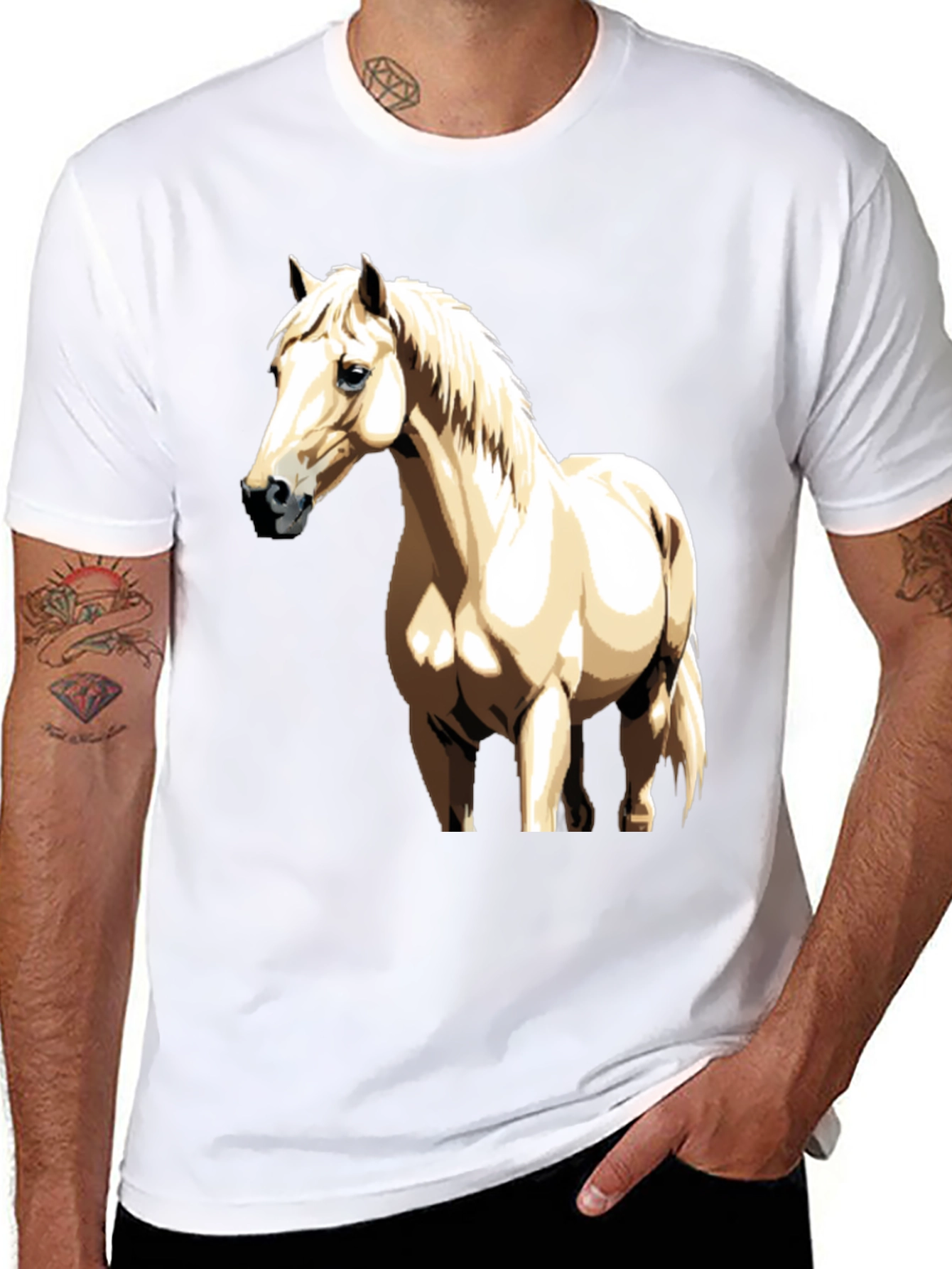 Horse Graphic Tee - Black Casual Shirt