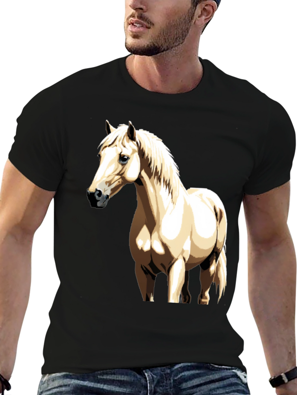 Horse Graphic Tee - Black Casual Shirt