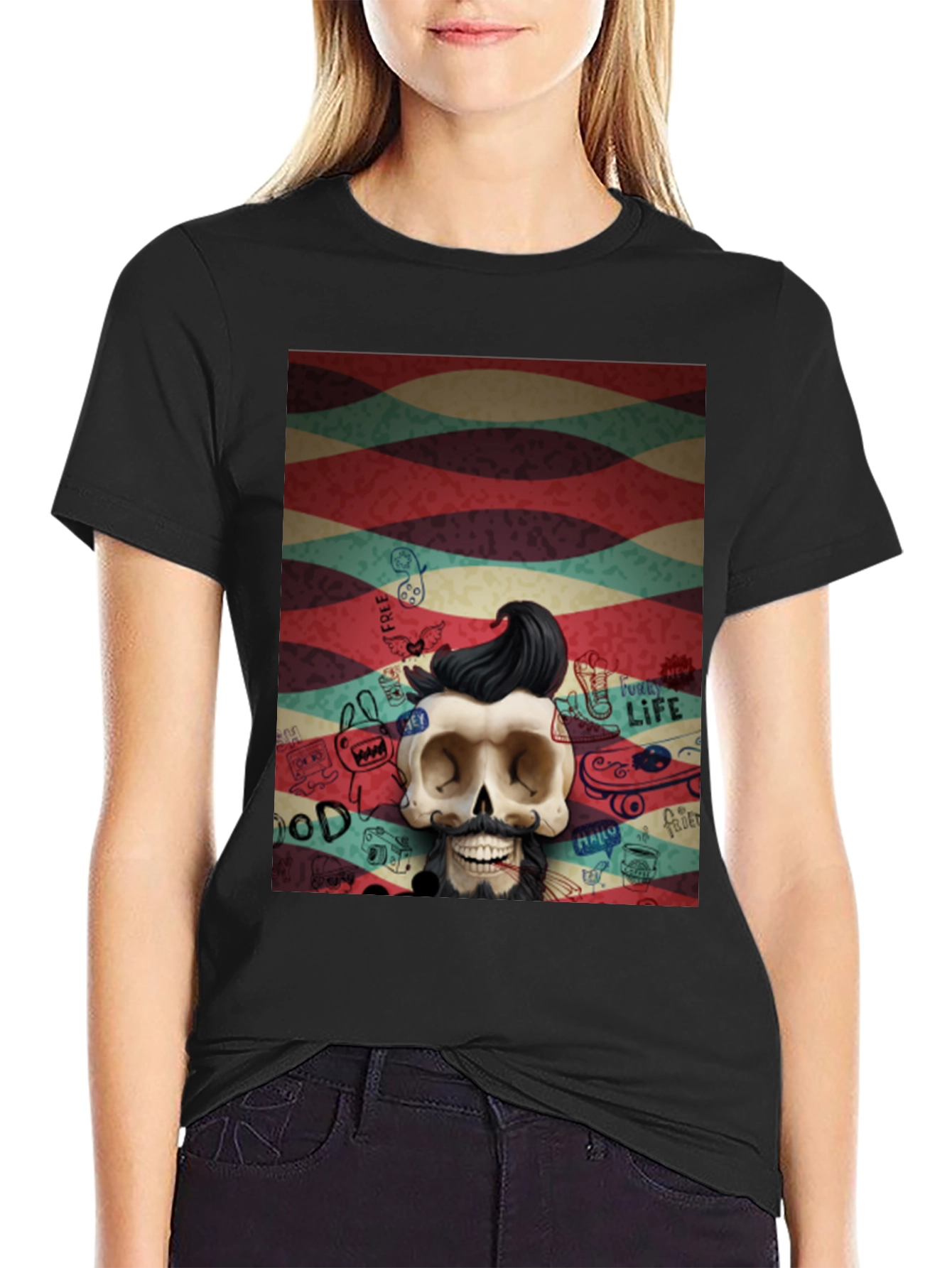 Hipster Skull Graphic Tee - Unique Art Design
