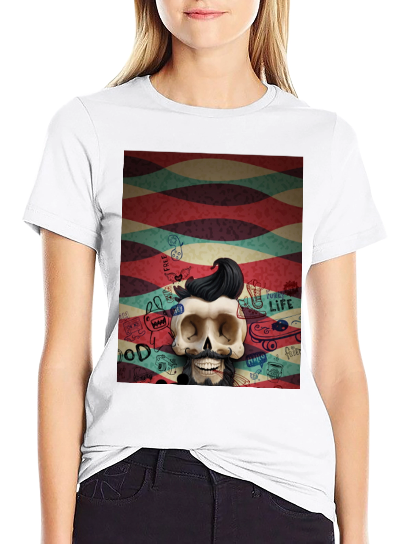 Hipster Skull Graphic Tee - Unique Art Design