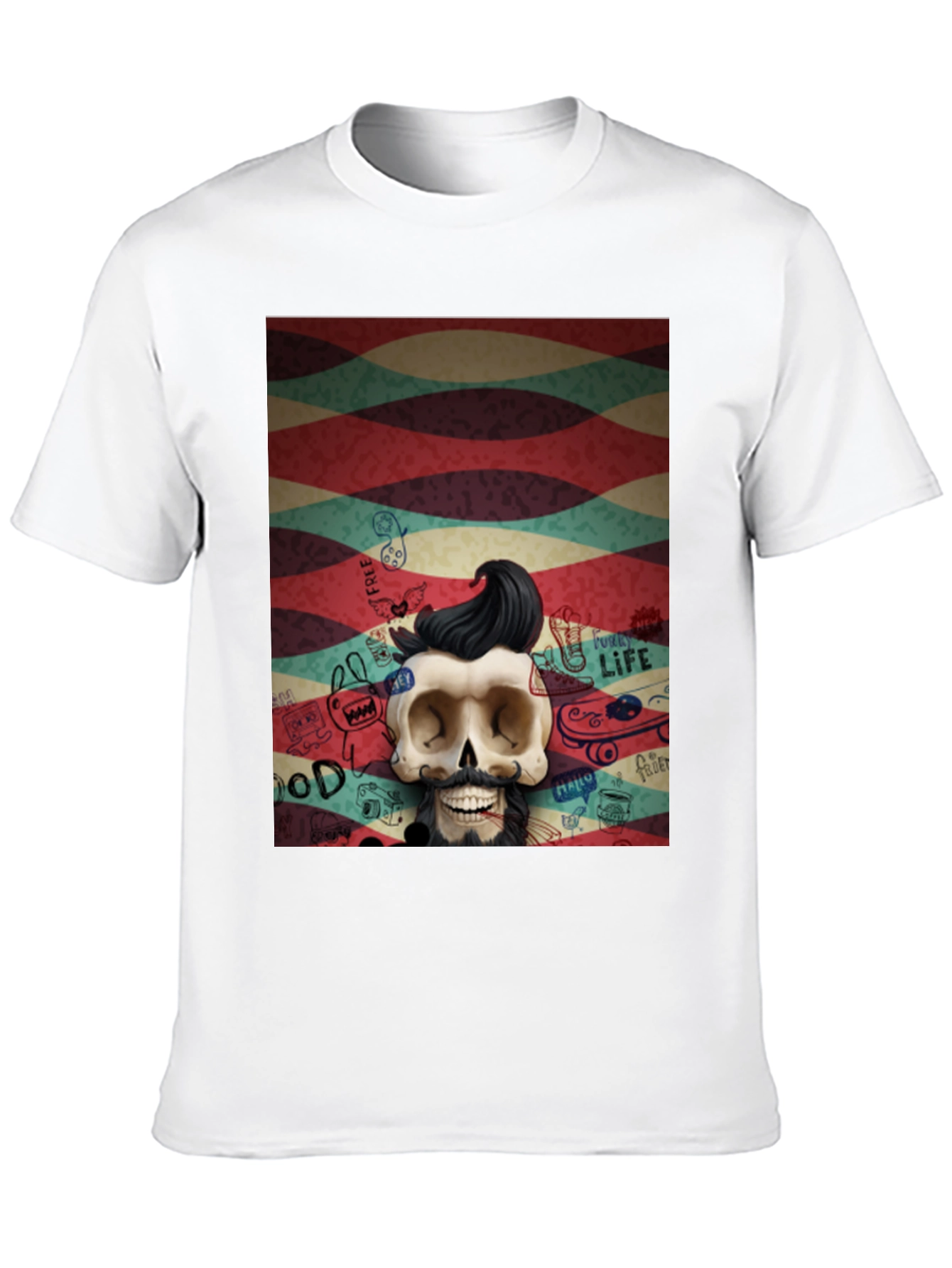 Hipster Skull Graphic Tee - Unique Art Design