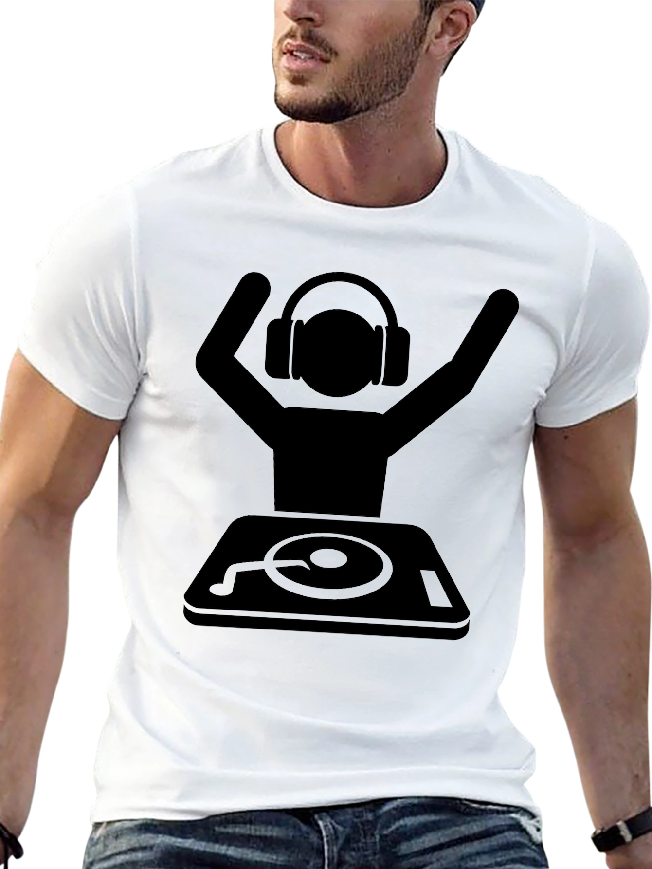DJ Graphic T-Shirt - Black Cotton Blend
