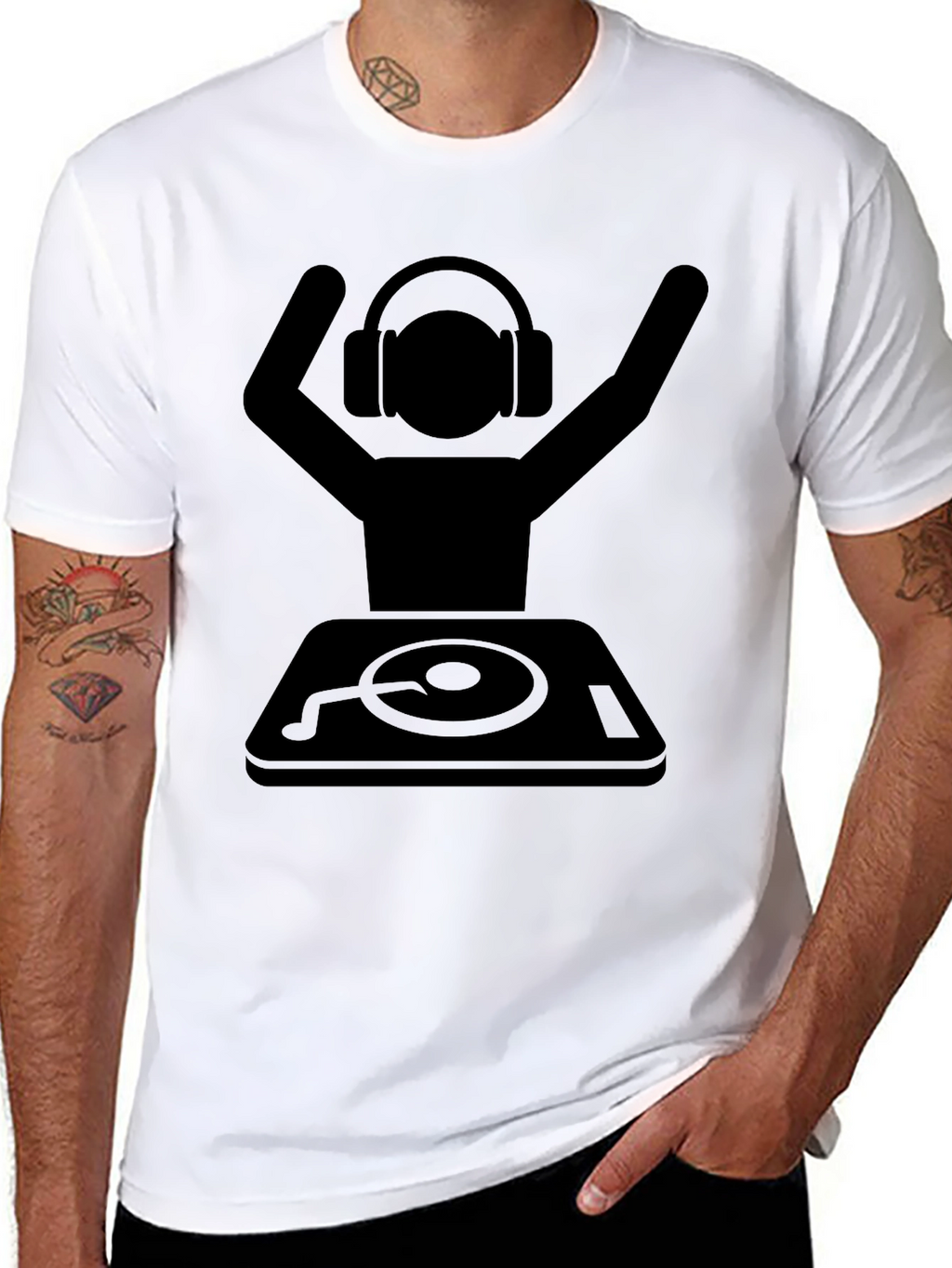 DJ Graphic T-Shirt - Black Cotton Blend