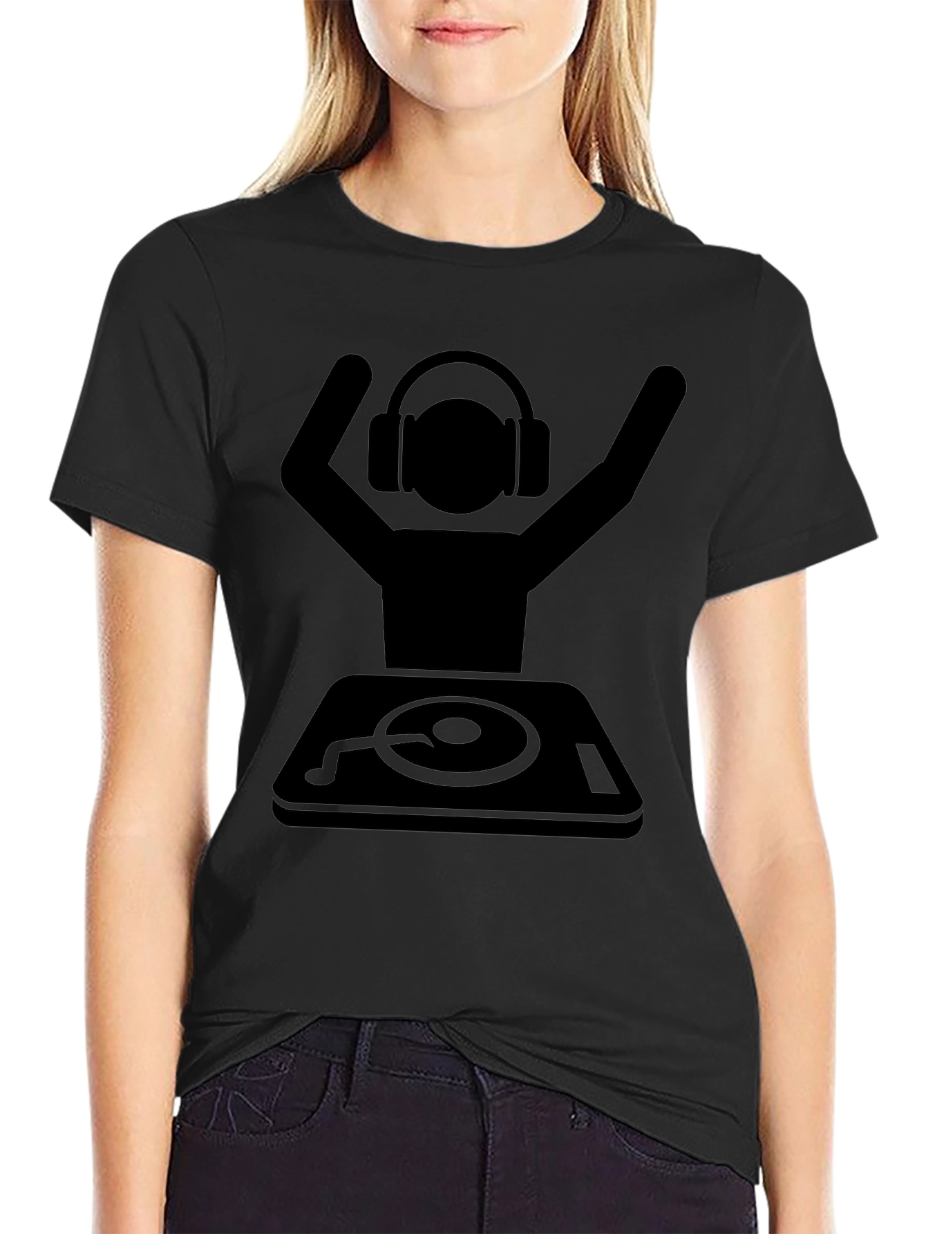 DJ Graphic T-Shirt - Black Cotton Blend