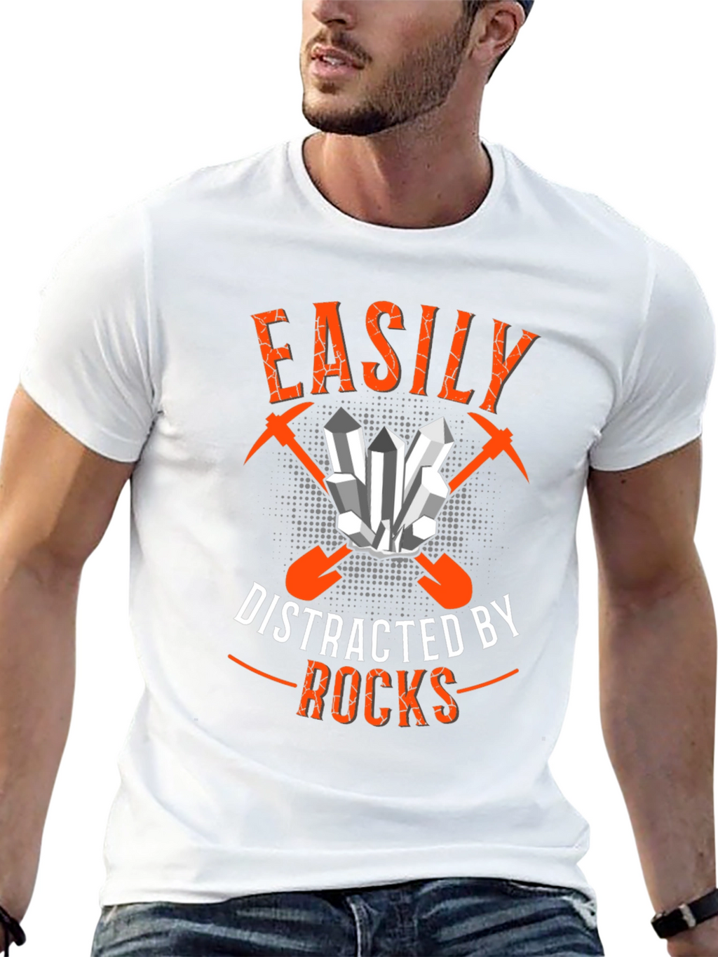 Easily Distracted By Rocks Black T-Shirt